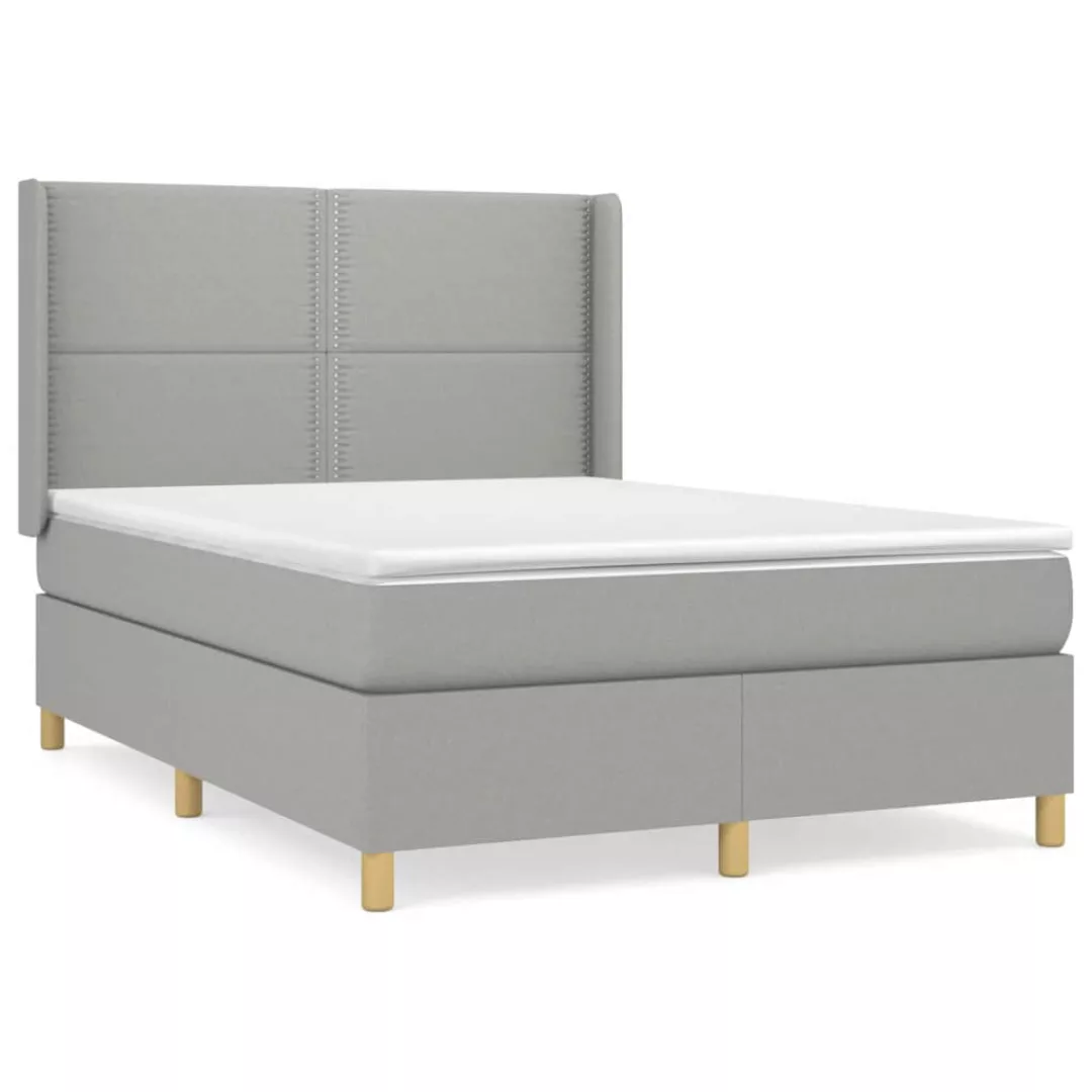 Vidaxl Boxspringbett Mit Matratze Hellgrau 140x200 Cm Stoff günstig online kaufen