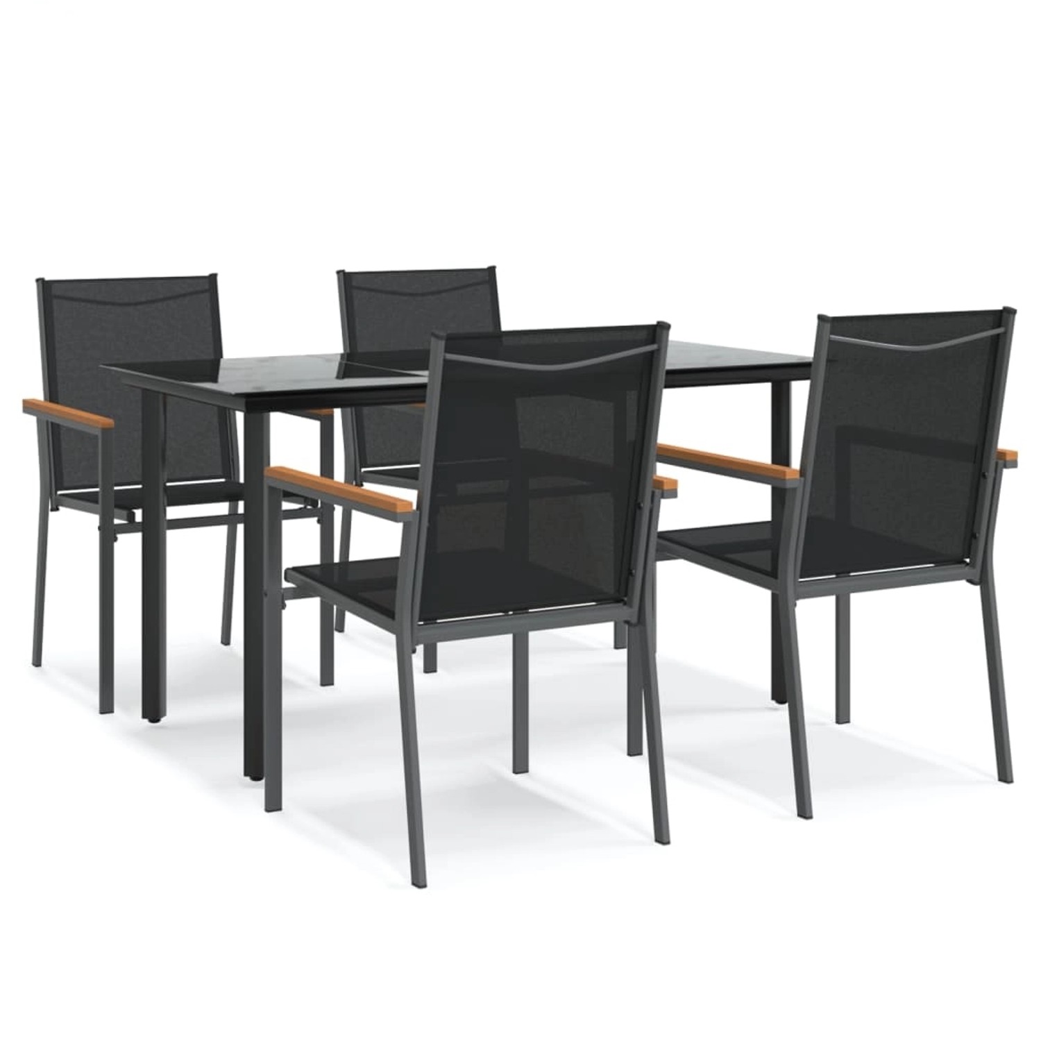 vidaXL 5-Tlg Garten-Essgruppe Schwarz Textilene und Stahl 3187043 günstig online kaufen