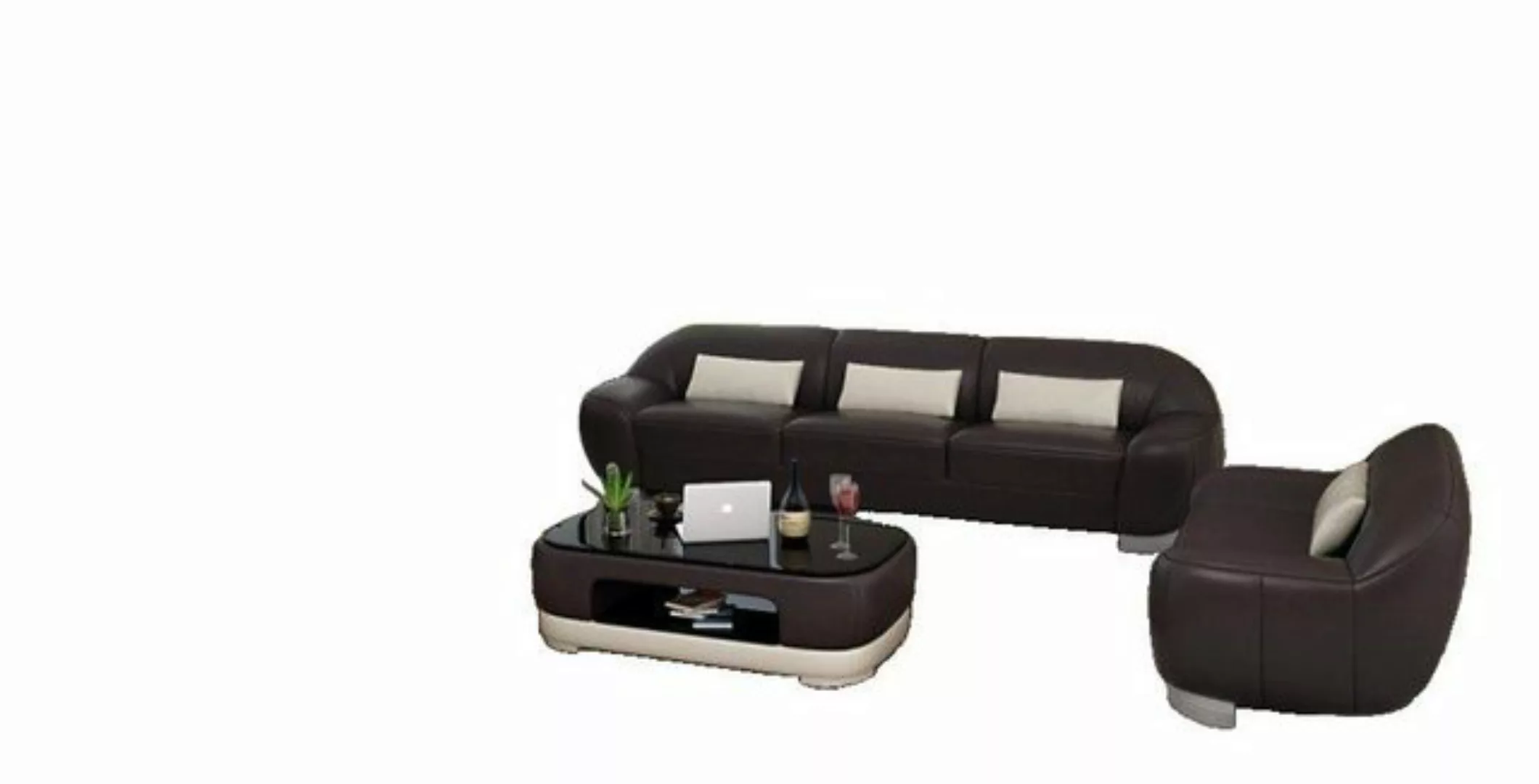 JVmoebel Sofa Sofagarnitur 3+2+1 Couch Polster Sitz Leder Garnitur Designer günstig online kaufen