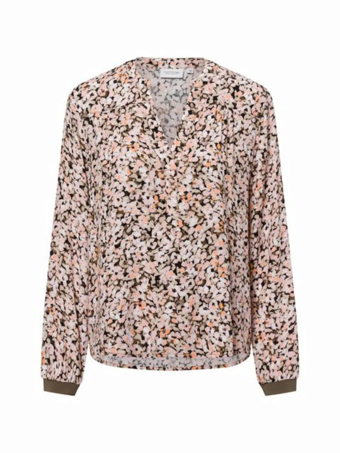 comma casual identity Langarmbluse Floral gemusterte Bluse aus Crêpe mit Ri günstig online kaufen