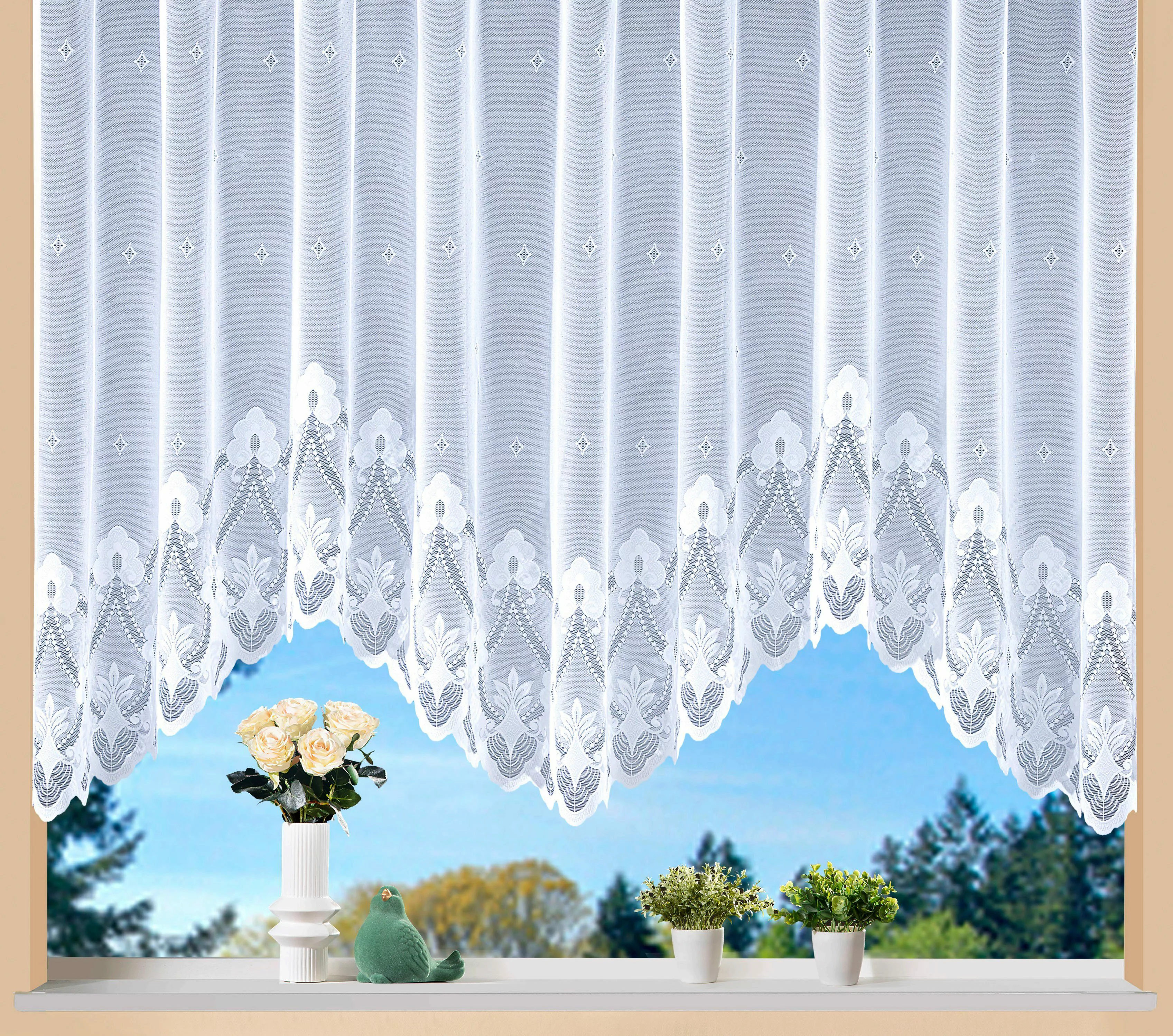 Weckbrodt Gardine »Weimar«, (1 St.), Jacquard, Bogenstore, floral, Halbtran günstig online kaufen