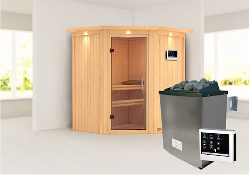 Karibu Sauna »»Liyah« mit Klarglastür und Dachkranz«, in verschiedenen Ausf günstig online kaufen