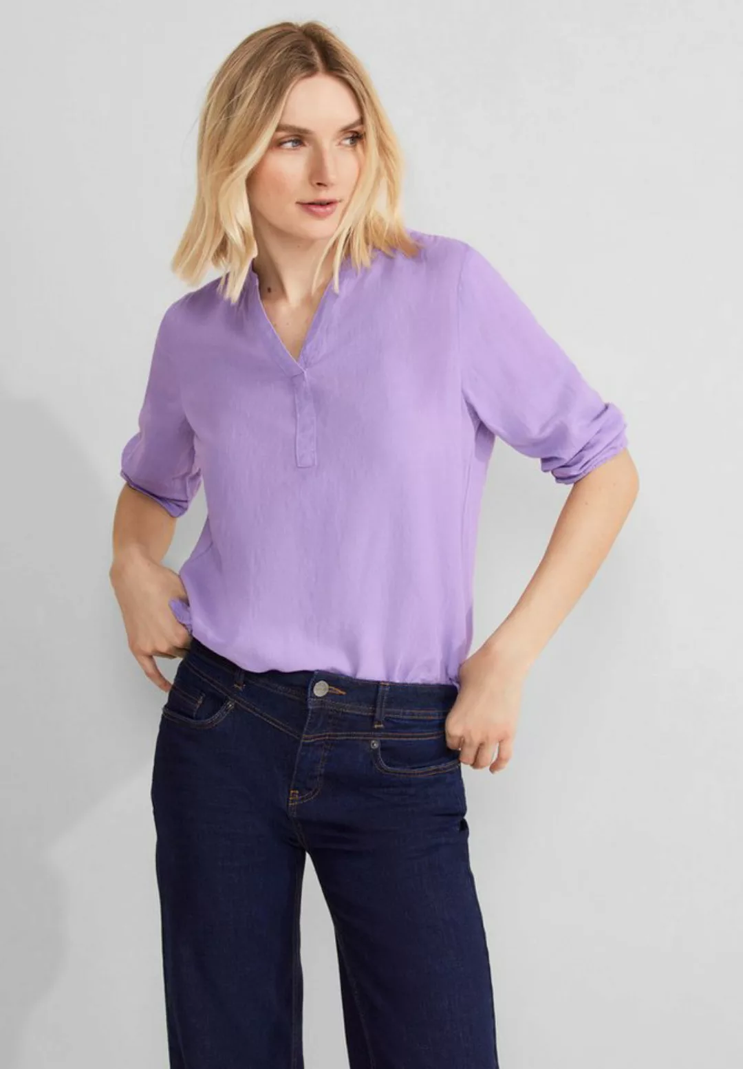 STREET ONE Chiffonbluse mit geschlitztem Rundhalsausschnitt günstig online kaufen