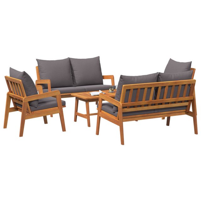 vidaXL Loungesofa Set aus 3 Anthrazit Massivholz Standard Langlebig, 3 Teil günstig online kaufen