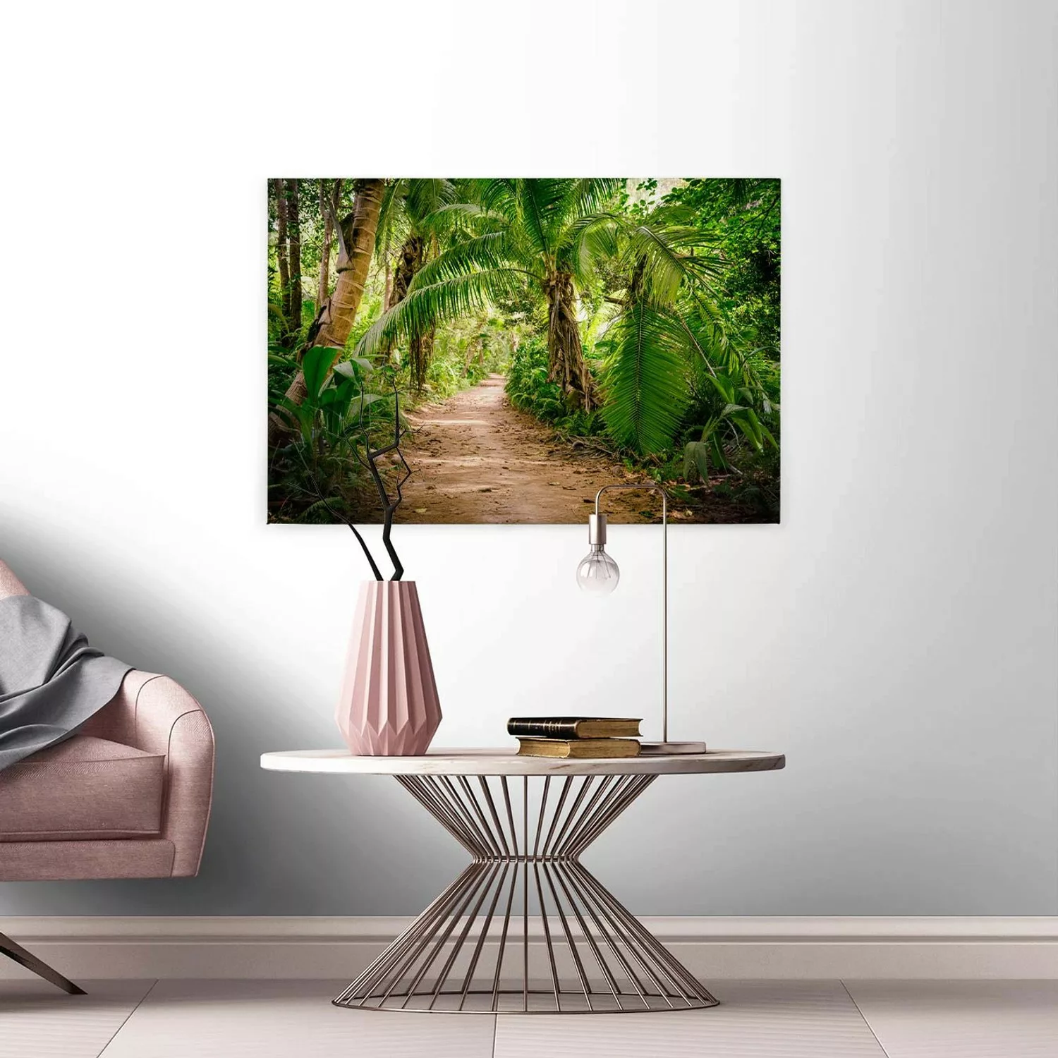 A.S. Création Leinwandbild "Palm Walk", (1 St.), Palmen Wald Keilrahmen Nat günstig online kaufen