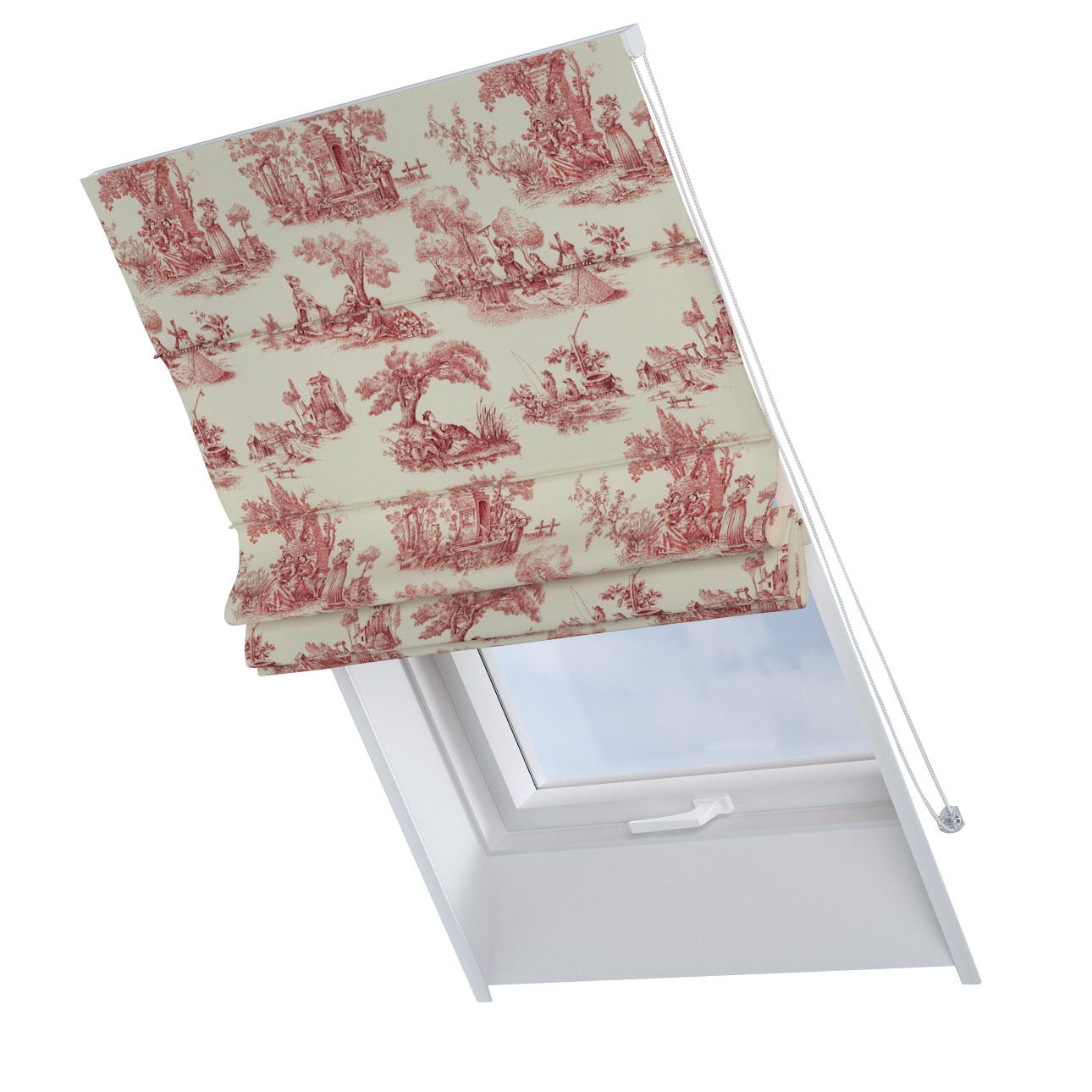 Dekoria Dachfenster-Raffrollo Rimini, creme- rot, 50 x 60 cm günstig online kaufen
