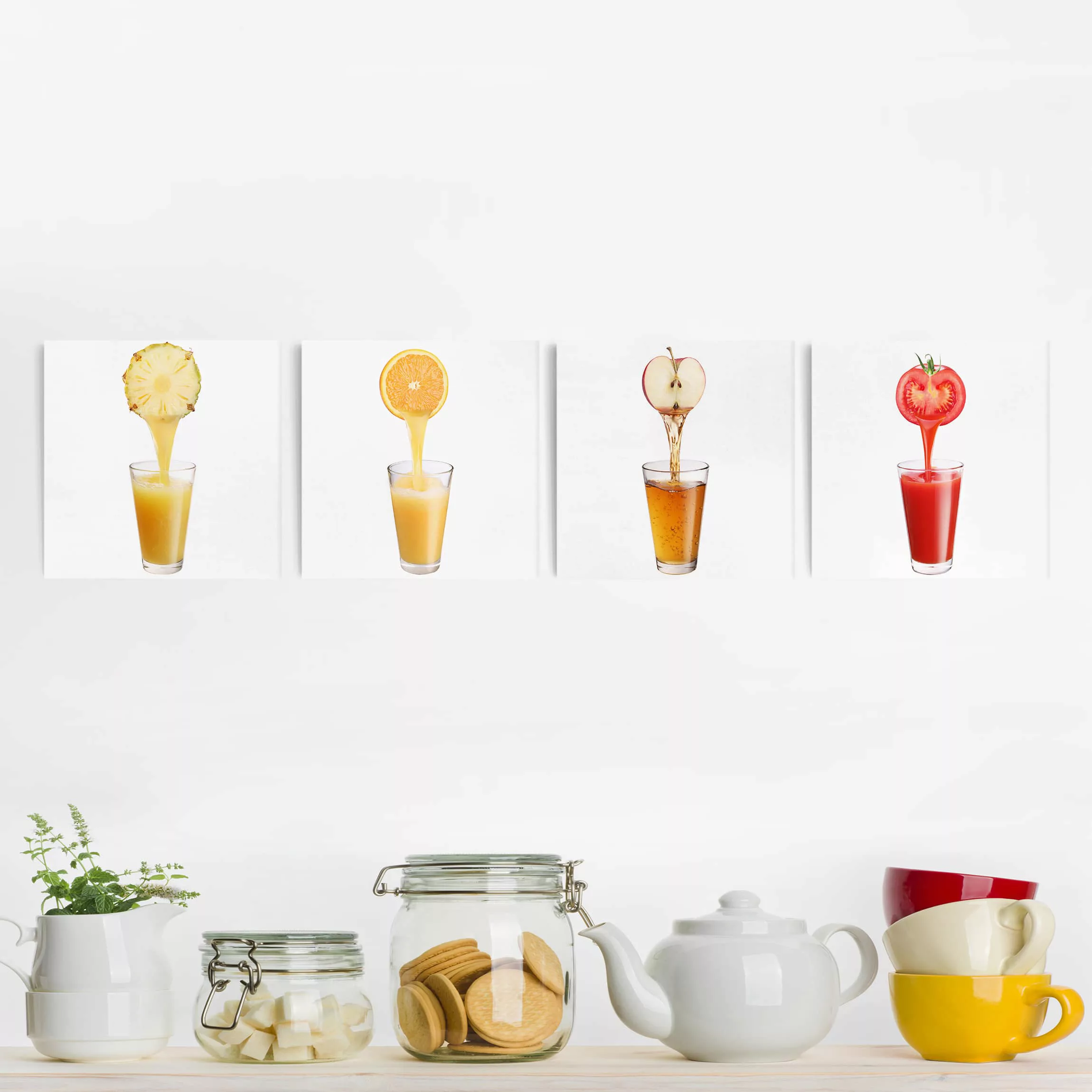 4-teiliges Leinwandbild Küche - Quadrat Frisch gepresst günstig online kaufen