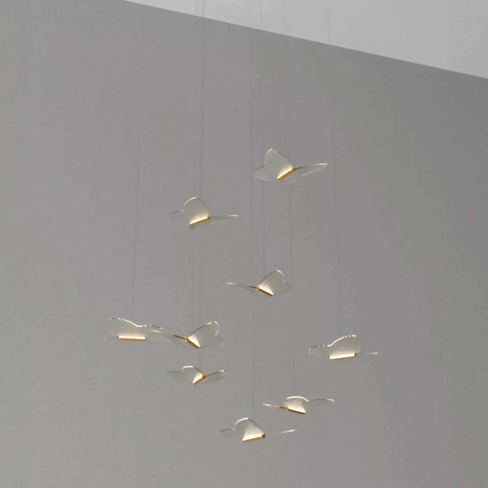 Lucande LED-Hängeleuchte Butterfly,9-flammig, gold günstig online kaufen