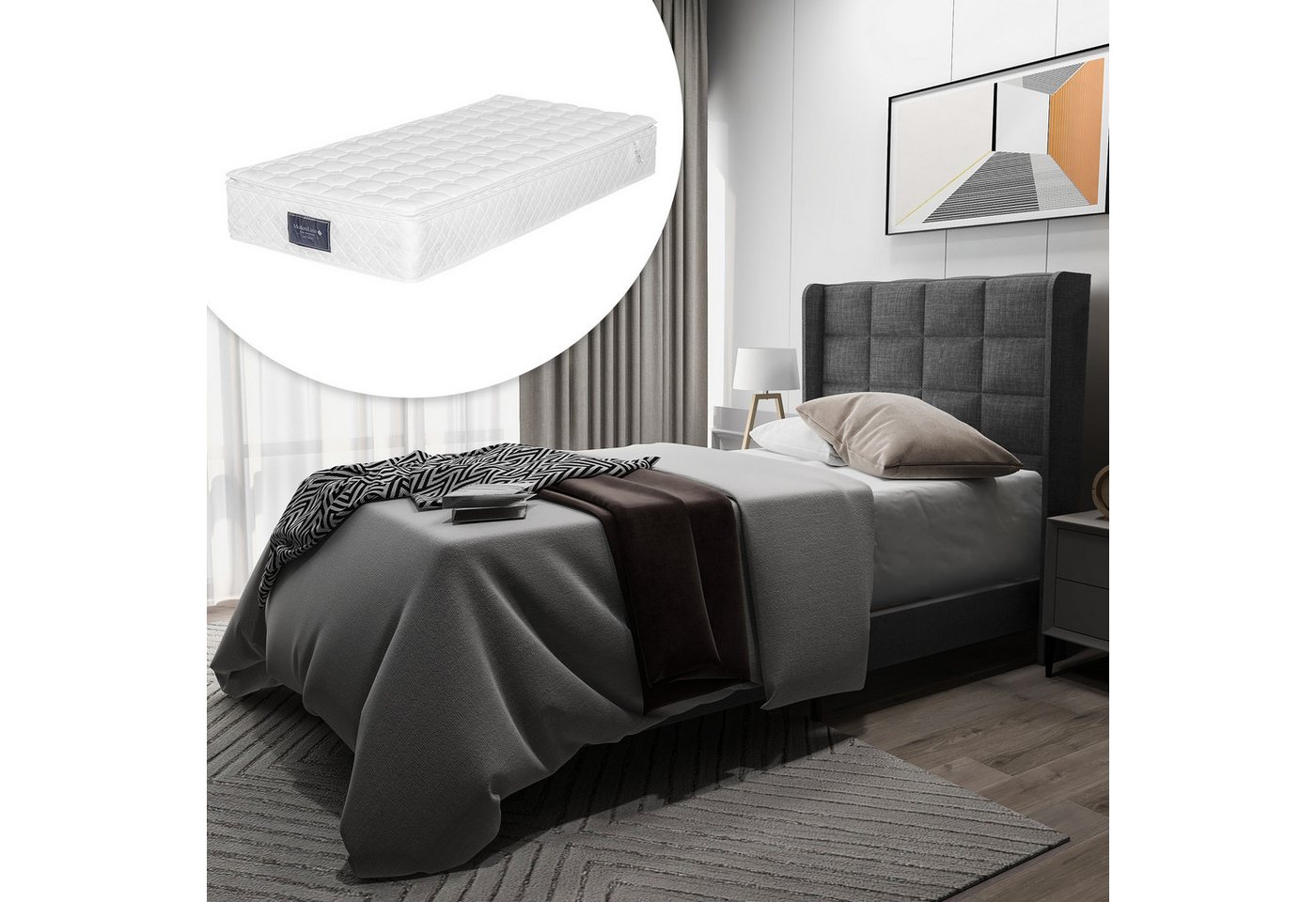 KLAM HOME Polsterbett Doppelbett Einzelbett Continentalbett mit Lattenrost günstig online kaufen