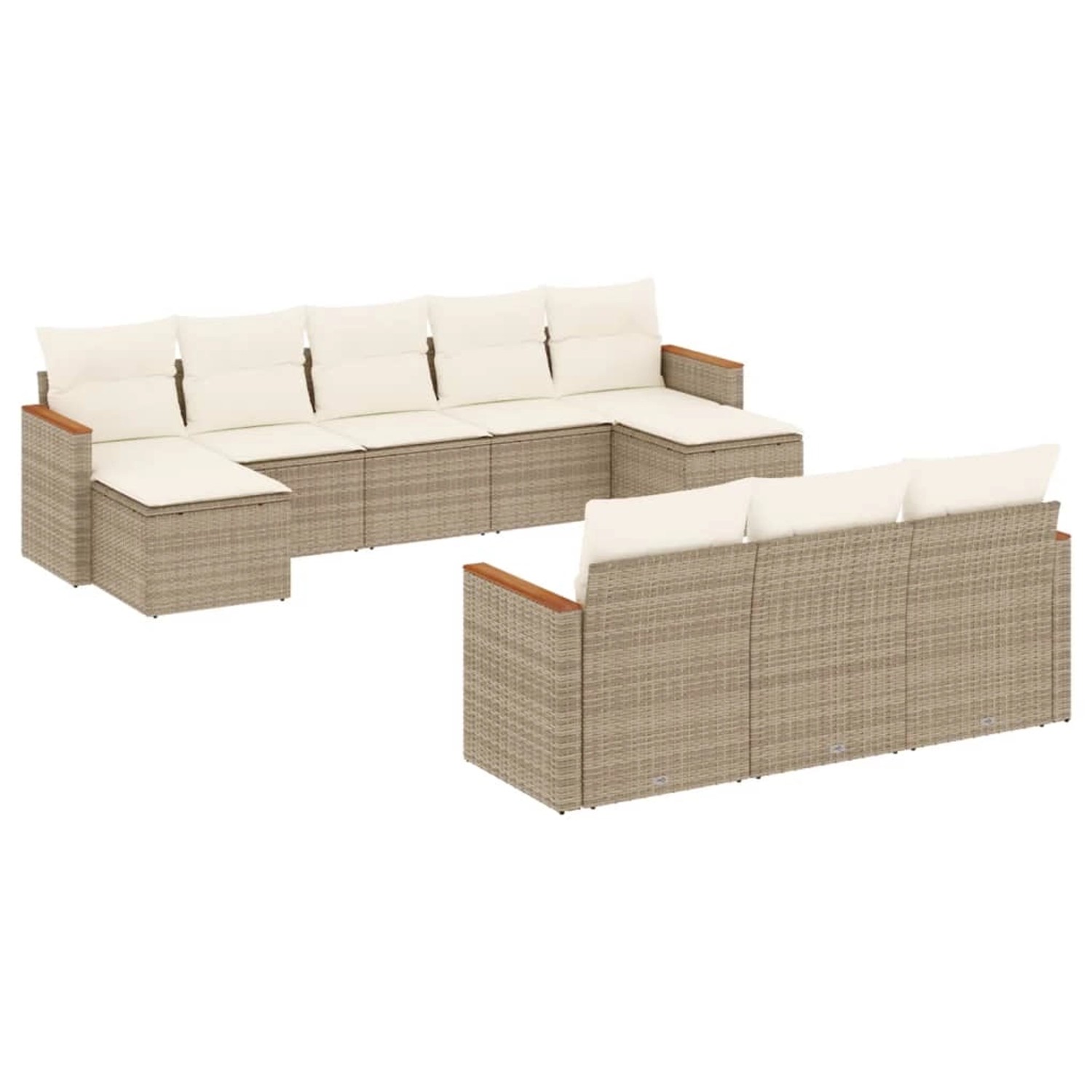 vidaXL 10-Tlg Garten-Sofagarnitur mit Kissen Beige Poly Rattan 3226415 günstig online kaufen