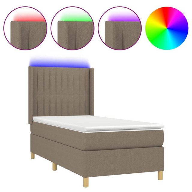 vidaXL Bettgestell Boxspringbett mit Matratze LED Taupe 90x200 cm Stoff Bet günstig online kaufen