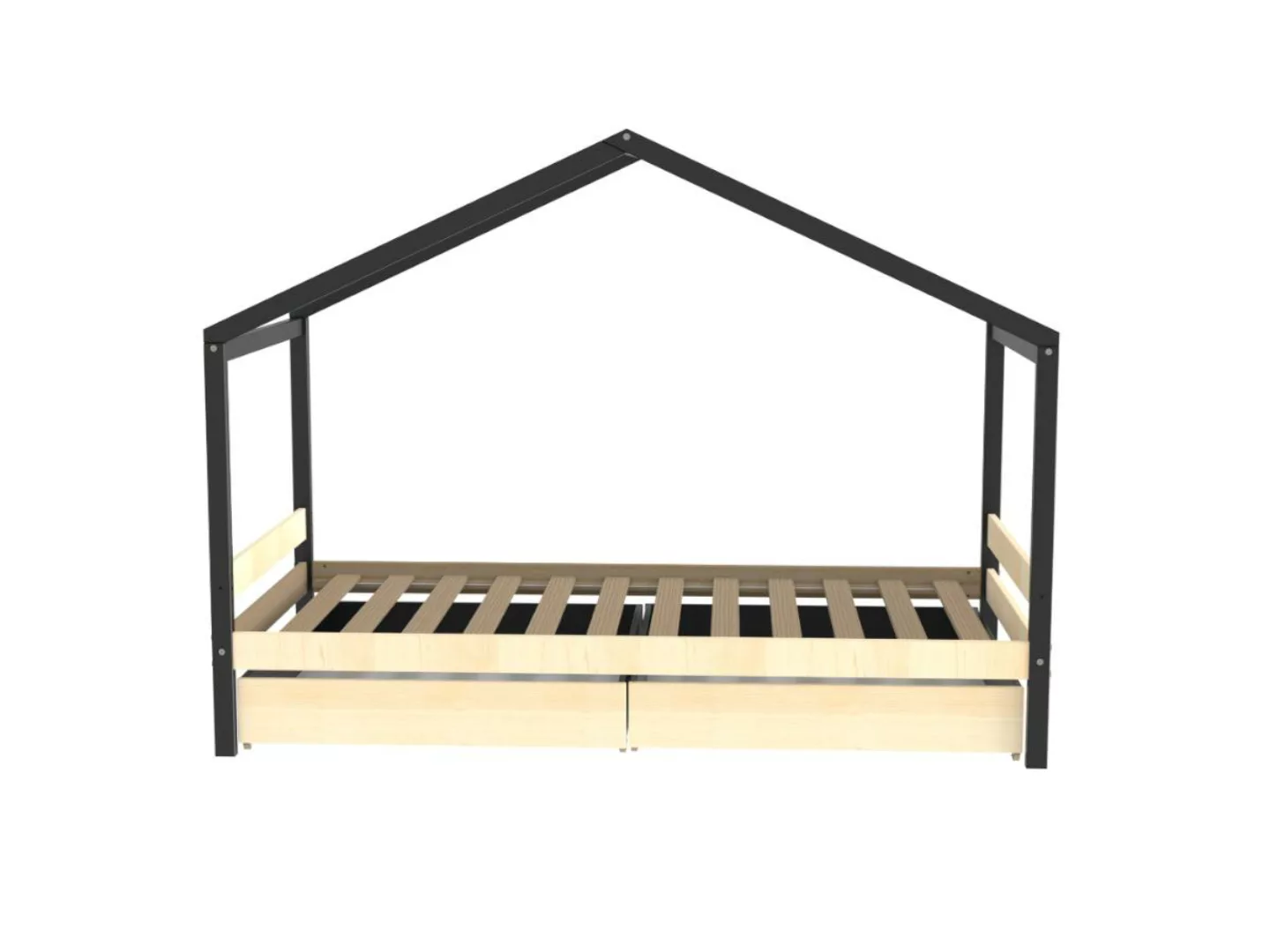 Kinderbett Hausbett mit 2 Schubladen - 90 x 190 cm - Fichte massiv - Naturf günstig online kaufen