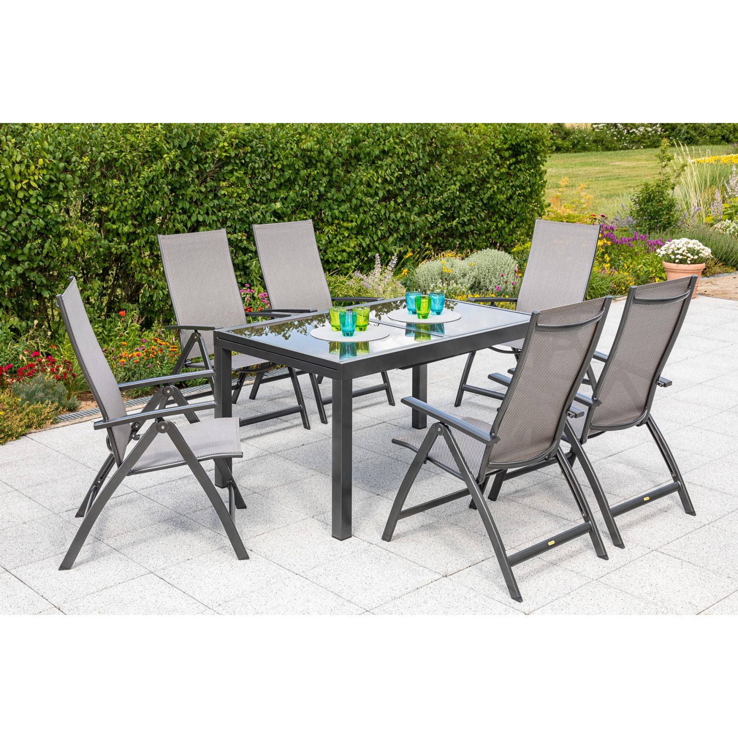 Merxx Vicenza Set 7-tlg. 6 Klappsessel Gartentisch Ausziehbar 180 (240) x 1 günstig online kaufen