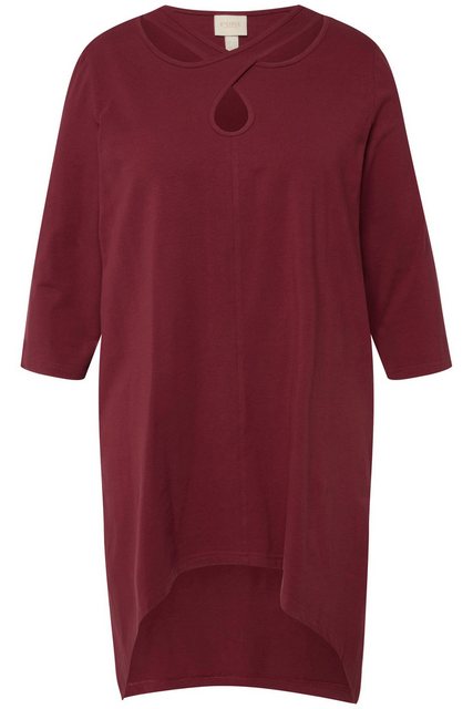 Ulla Popken Longshirt Shirt Zierbänder Rundhals 3/4-Arm Biobaumwolle günstig online kaufen