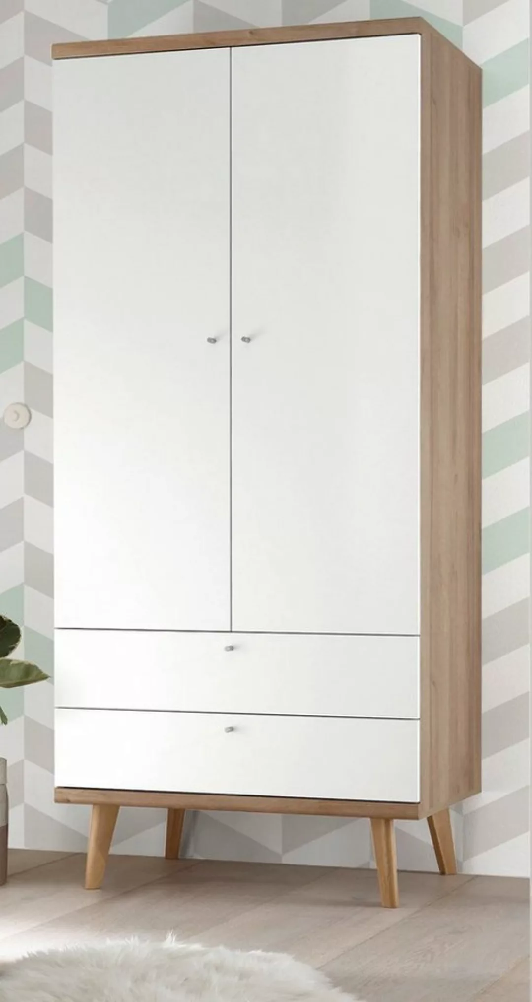 Furn.Design Kleiderschrank Helge (Schrank in Eiche Riviera mit weiß, 80 x 1 günstig online kaufen