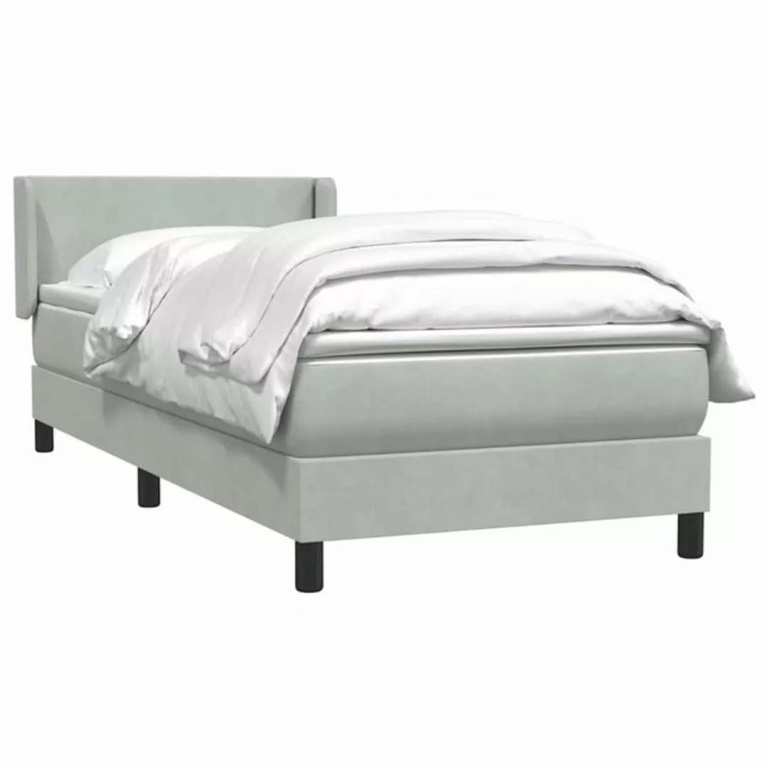 vidaXL Bett Boxspringbett mit Matratze Hellgrau 100x210 cm Samt günstig online kaufen