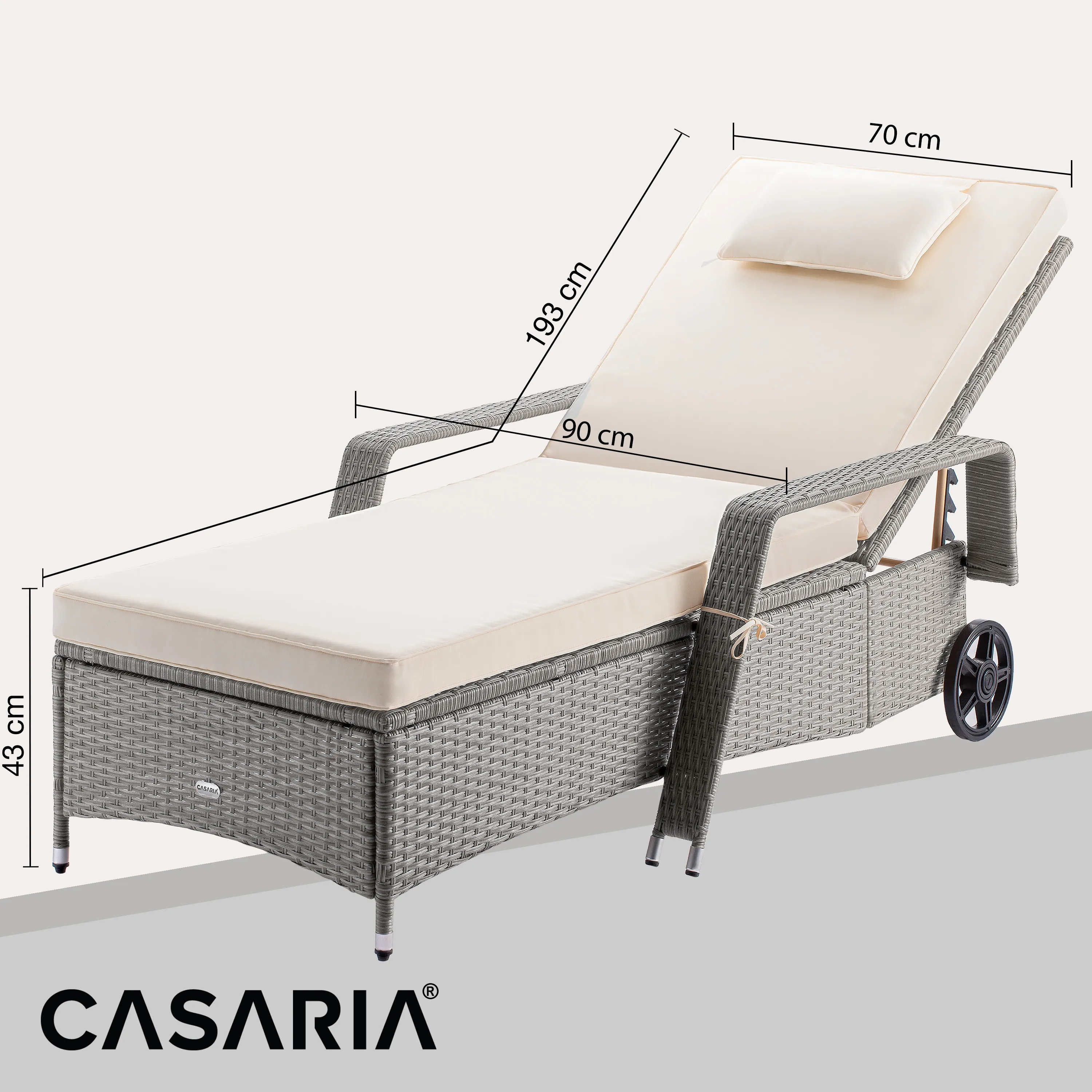 Polyrattan Gartenliege 2er-Set Creme/Creme 193x90x43cm günstig online kaufen