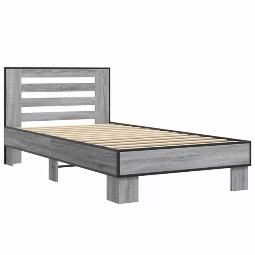 vidaXL Bett Bettgestell Braun Eichen-Optik 75x190 cm Holzwerkstoff Metall günstig online kaufen