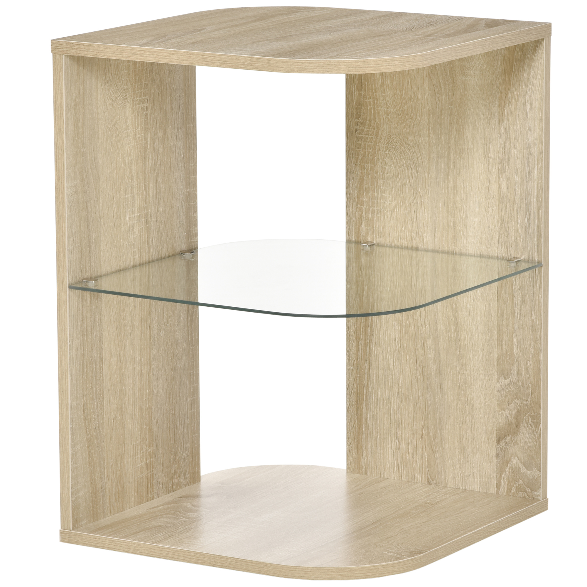 HOMCOM Beistelltisch Blumenhocker Design Zeitgenössisch Sofatisch Glasregal günstig online kaufen