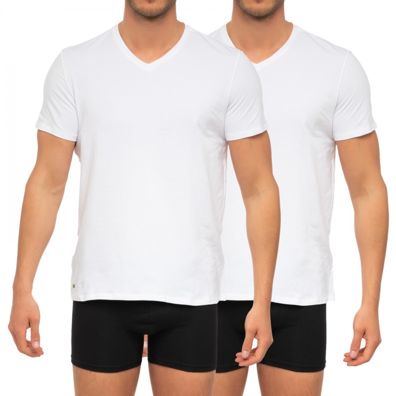Lacoste 2-er Set T-Shirt V-Ausschnitt Weiß günstig online kaufen