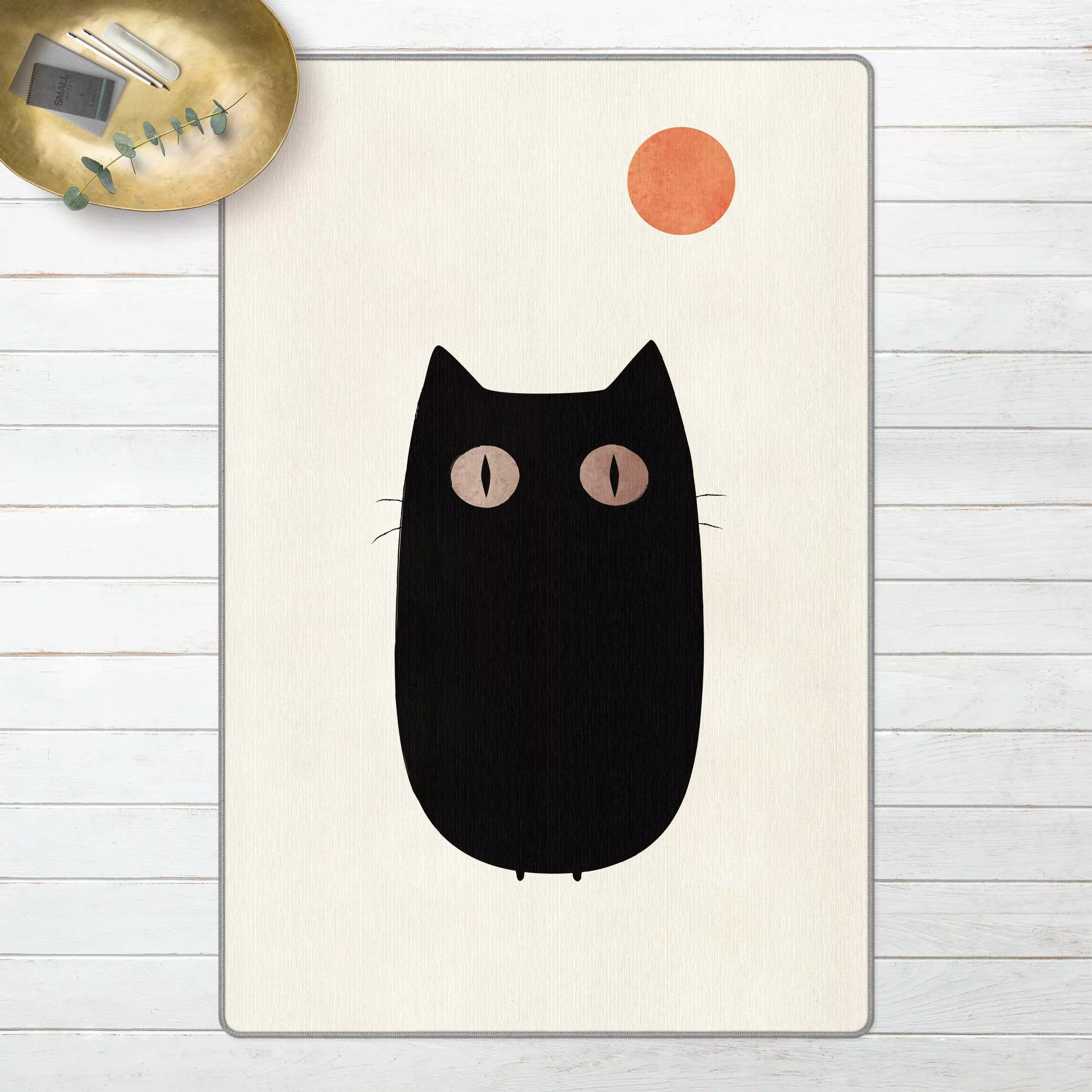 Teppich Schwarze Katze Illustration günstig online kaufen