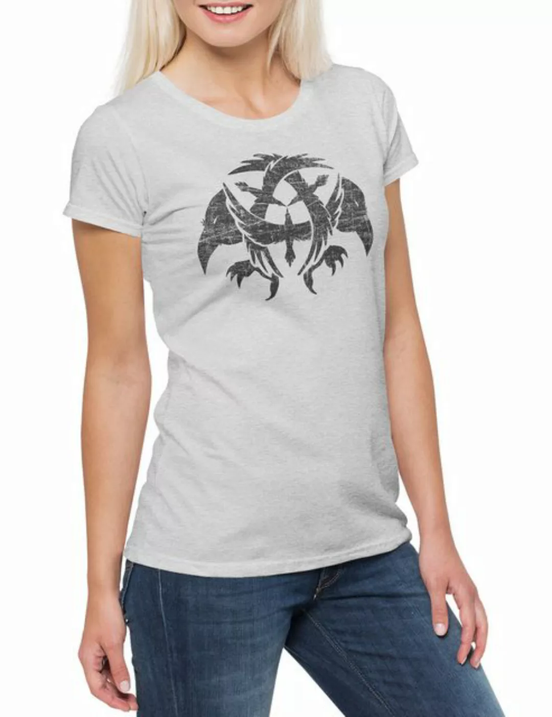 Urban Backwoods Print-Shirt Ravens Damen T-Shirt Raben Hugin Munin Asgard R günstig online kaufen