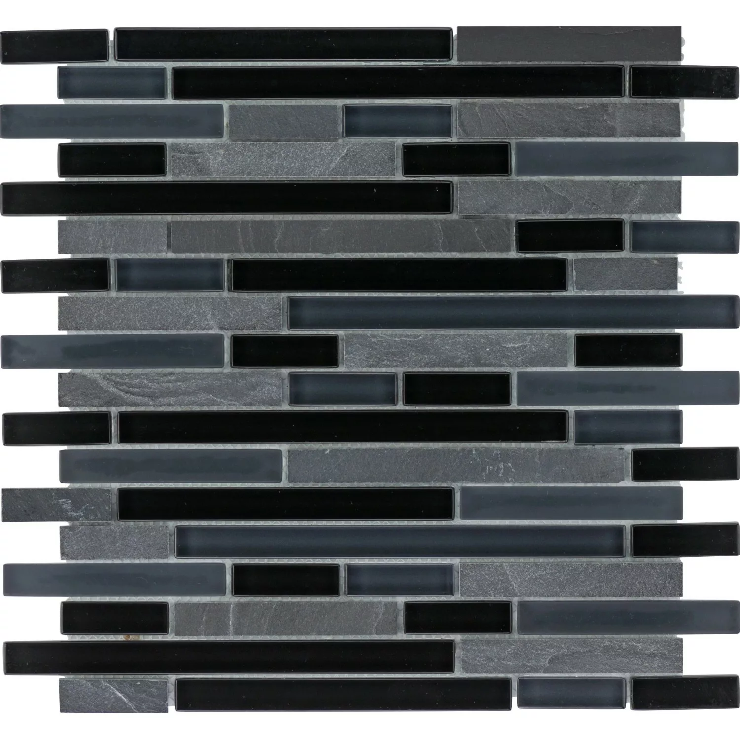 Mosaikmatte Glas & Schiefer Black Line 30 cm x 30 cm günstig online kaufen