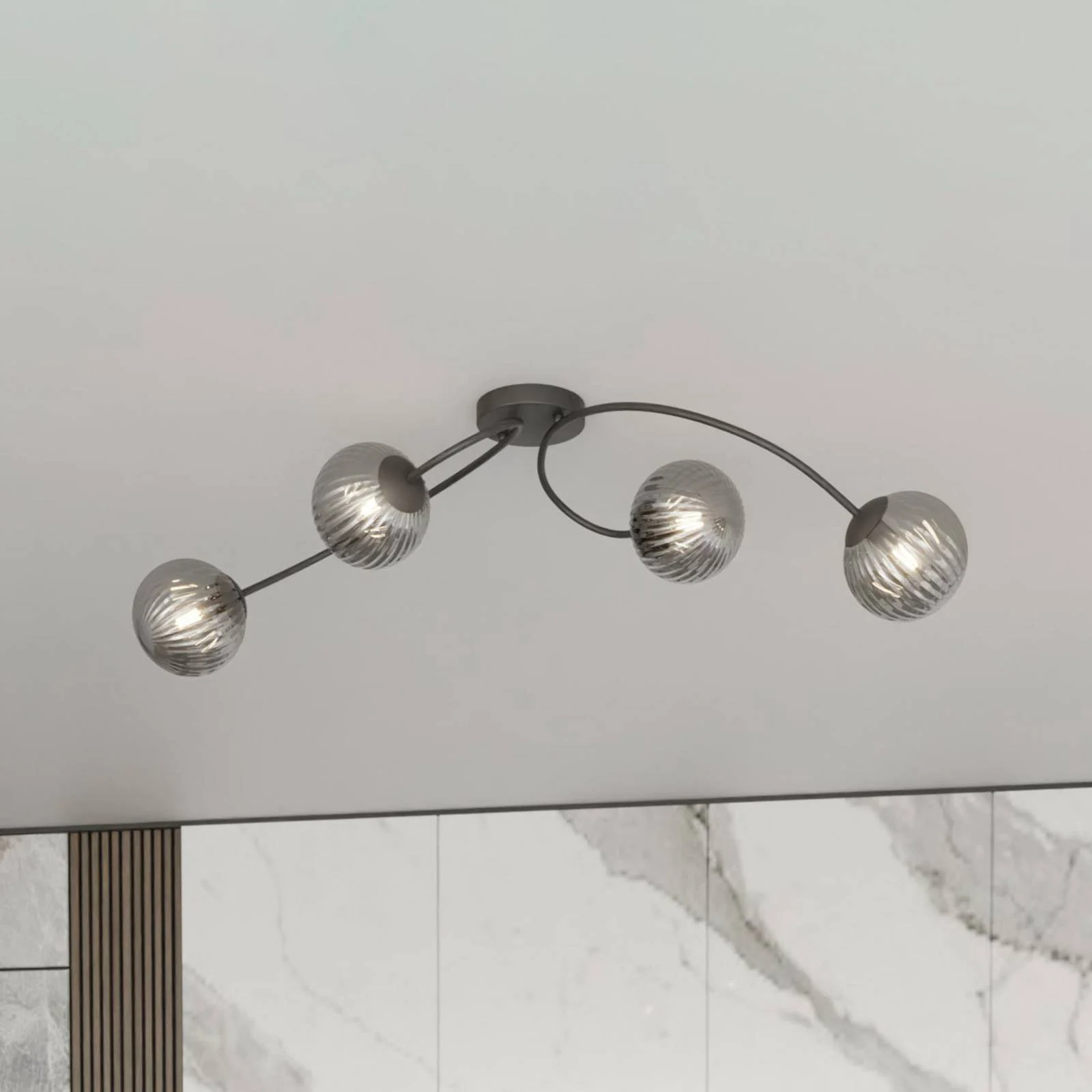 Deckenlampe Vibra, rauchgrau/schwarz, Länge 110 cm, 4-flg. günstig online kaufen
