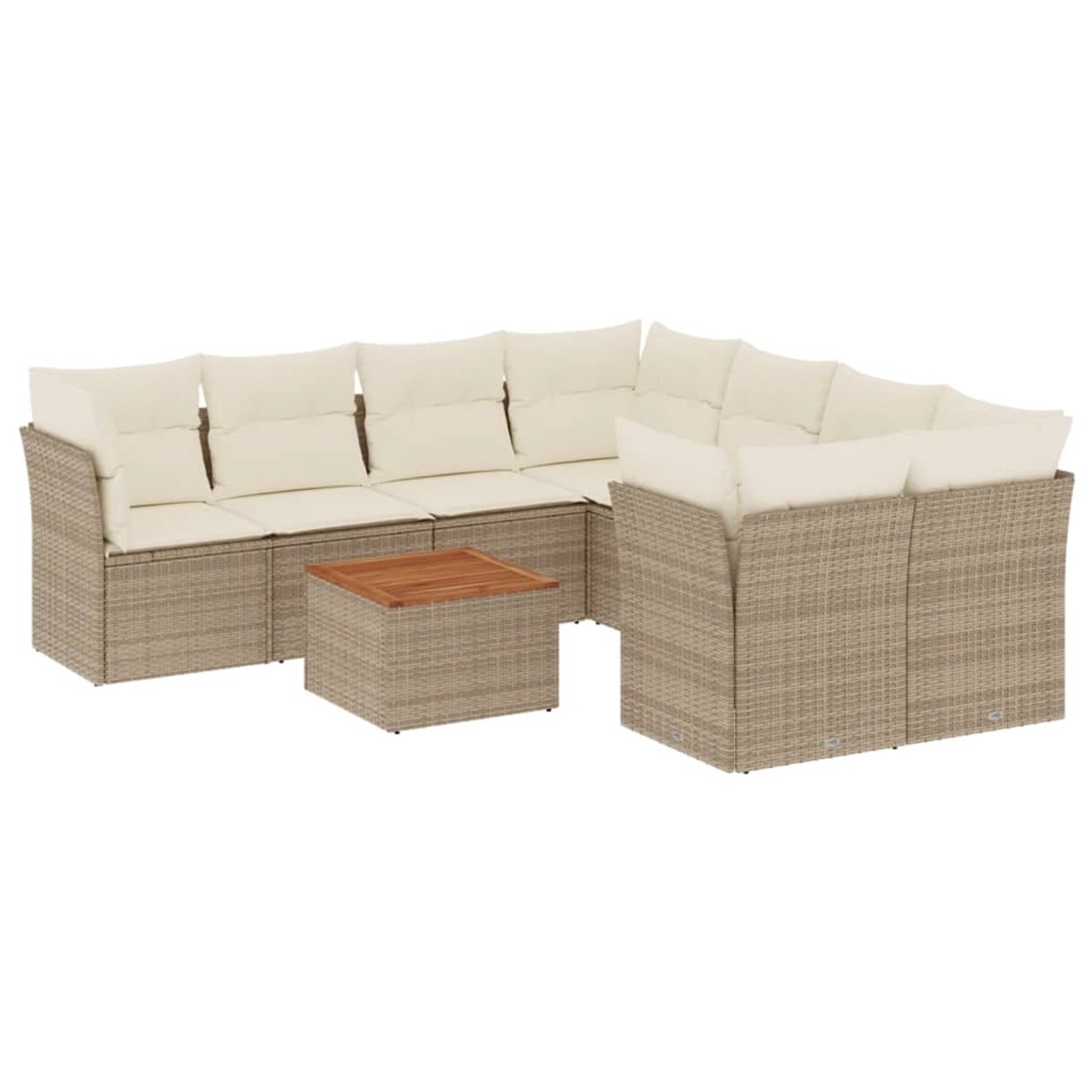 vidaXL 9-Tlg Garten-Sofagarnitur mit Kissen Beige Poly Rattan 3255862 günstig online kaufen