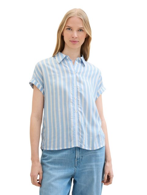 TOM TAILOR Blusenshirt Bluse Gestreiftes Kurzarm Shirt 7372 in Blau-3 günstig online kaufen