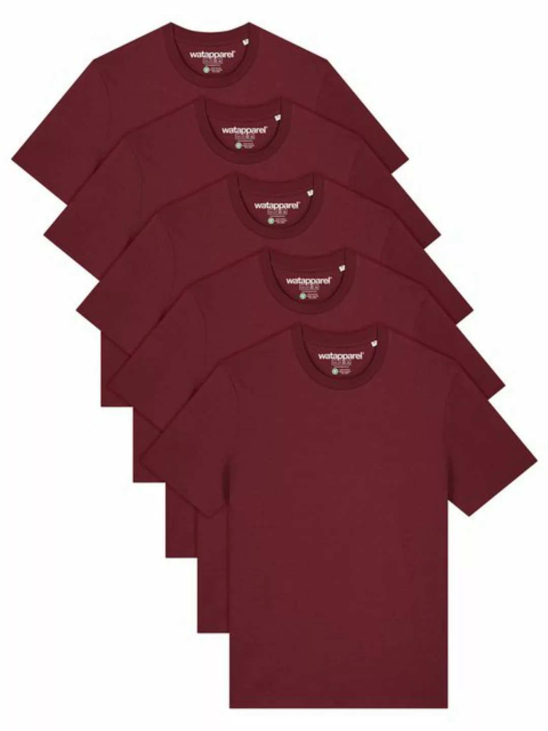 wat? Apparel T-Shirt 5er Multipack Bio Basic T-Shirt Burgundy günstig online kaufen