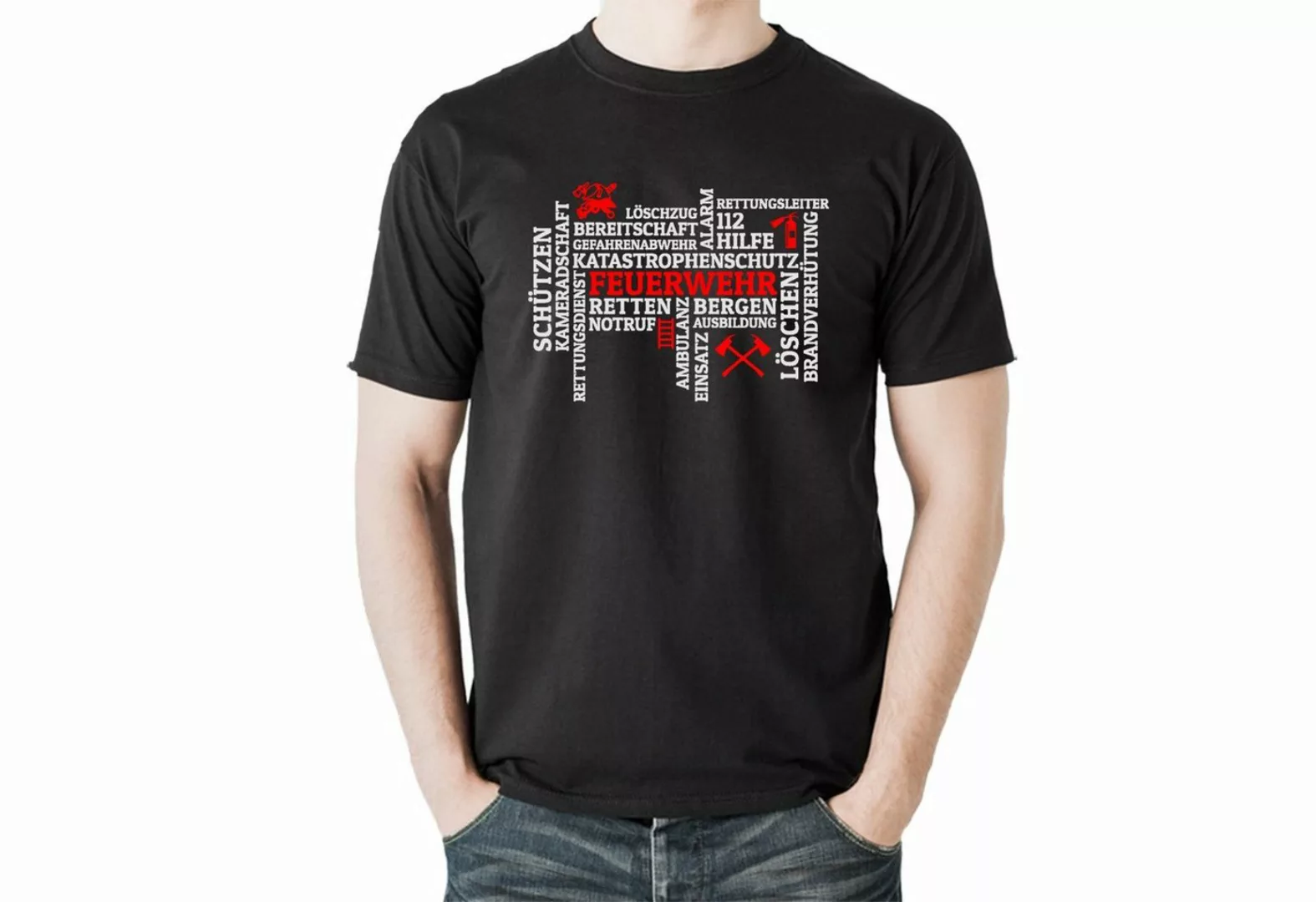 Lasernauten Print-Shirt T-Shirt Motiv Feuerwehr Mosaik Geschenk für den Feu günstig online kaufen