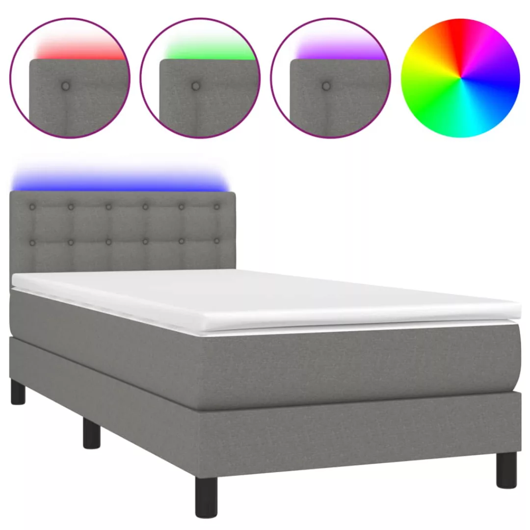 Vidaxl Boxspringbett Mit Matratze & Led Dunkelgrau 80x200 Cm Stoff günstig online kaufen