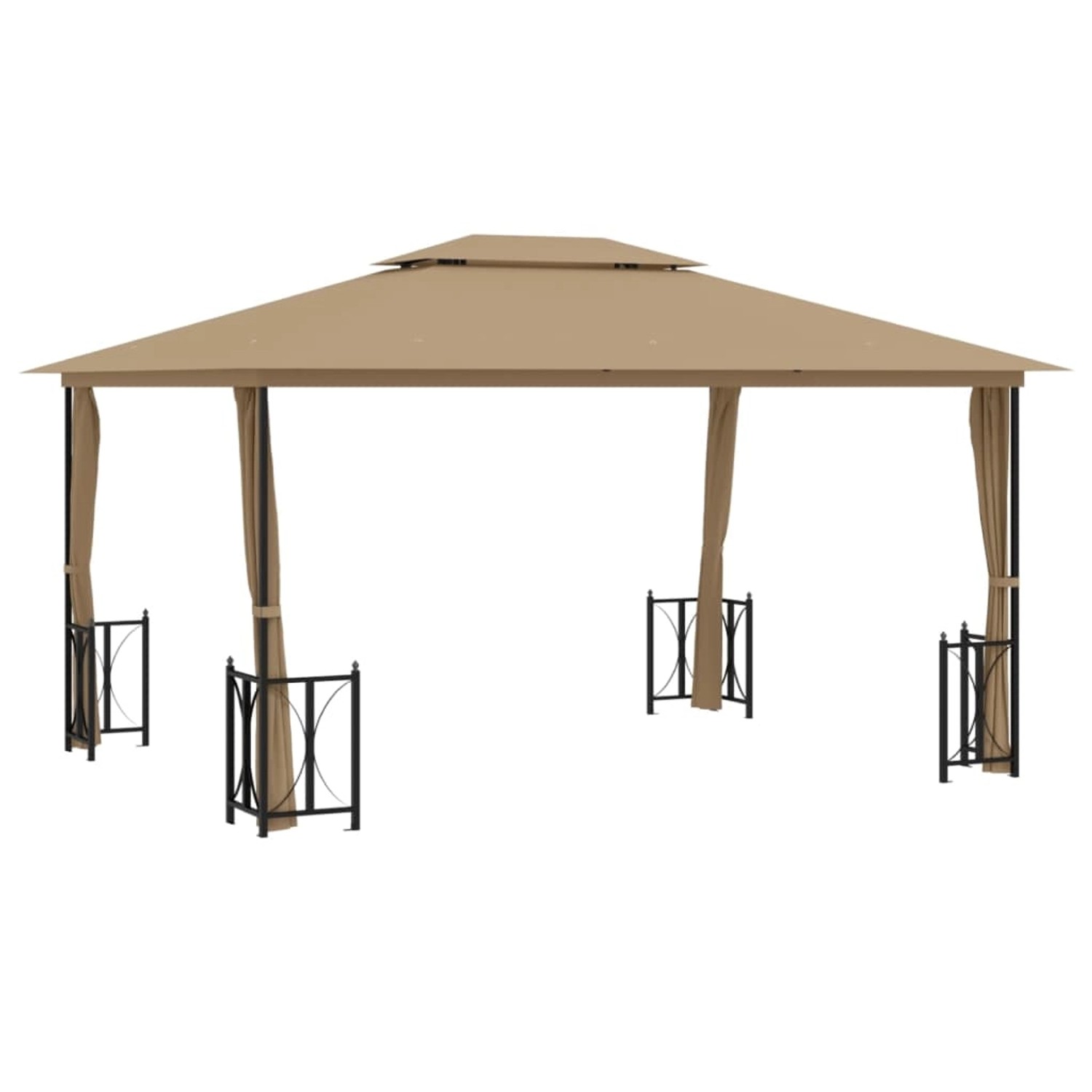 vidaXL Pavillon mit Seitenwänden & Doppeldach 3x4 m Taupe günstig online kaufen