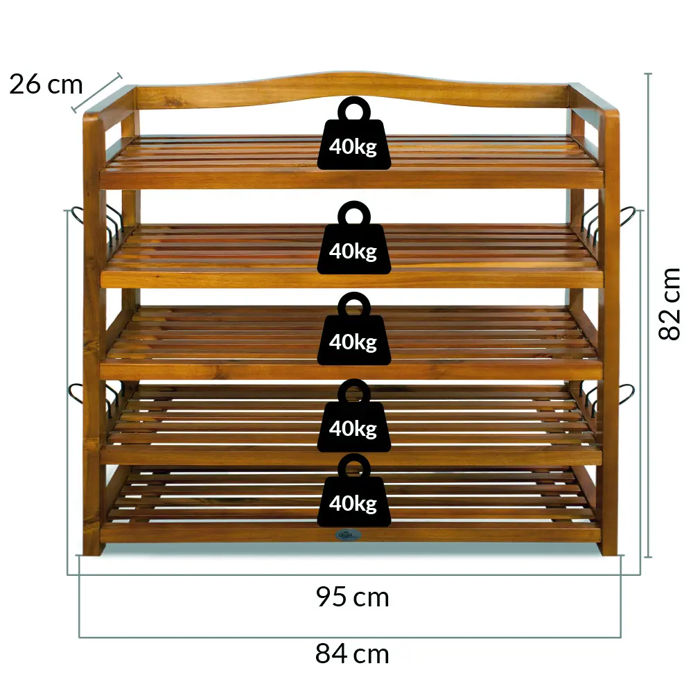 Schuhregal 2er-Set Akazienholz 82x95x26cm günstig online kaufen