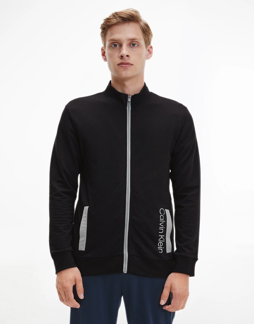 Calvin Klein – Lounge-Sweatshirtjacke mit Reißverschluss in Schwarz günstig online kaufen