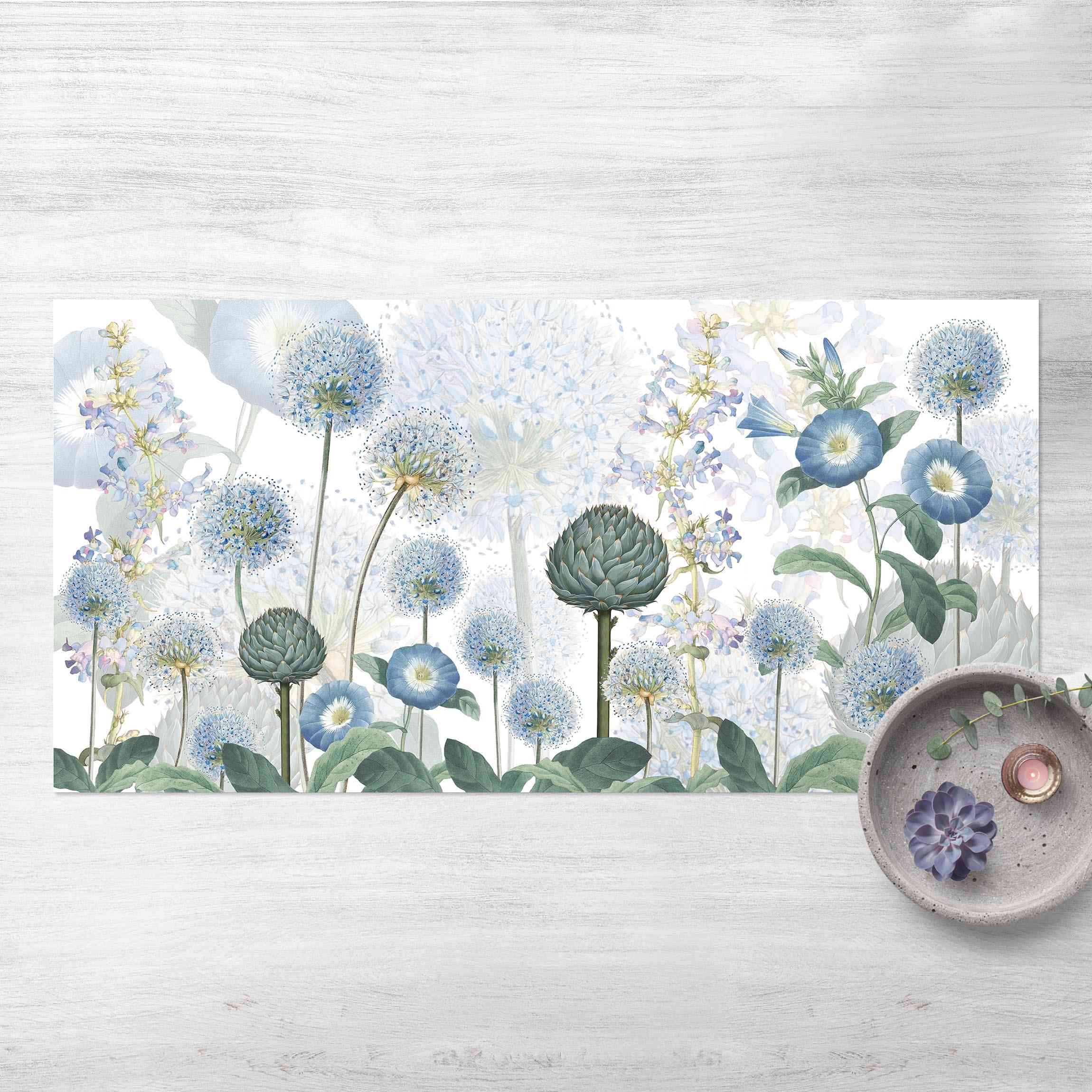 Vinyl-Teppich Blaue Alliumdolden im Wind günstig online kaufen