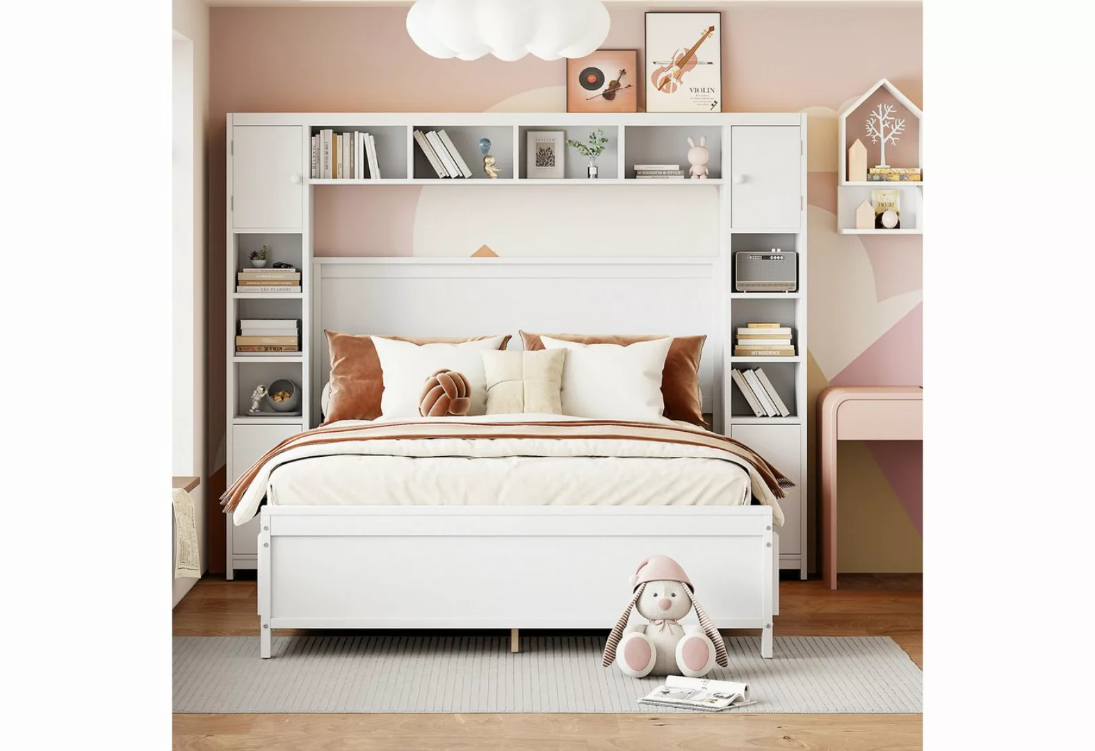 MODFU Kinderbett Bettgestell mit Stauraum, mit 4 Schubladen und großem Stau günstig online kaufen