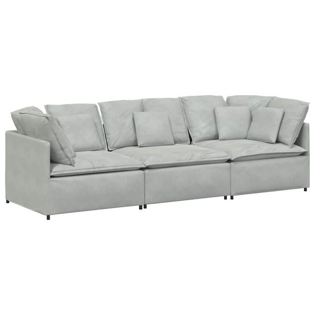 vidaXL Sofa Modulares Sofa mit Kissen Samt Hellgrau günstig online kaufen