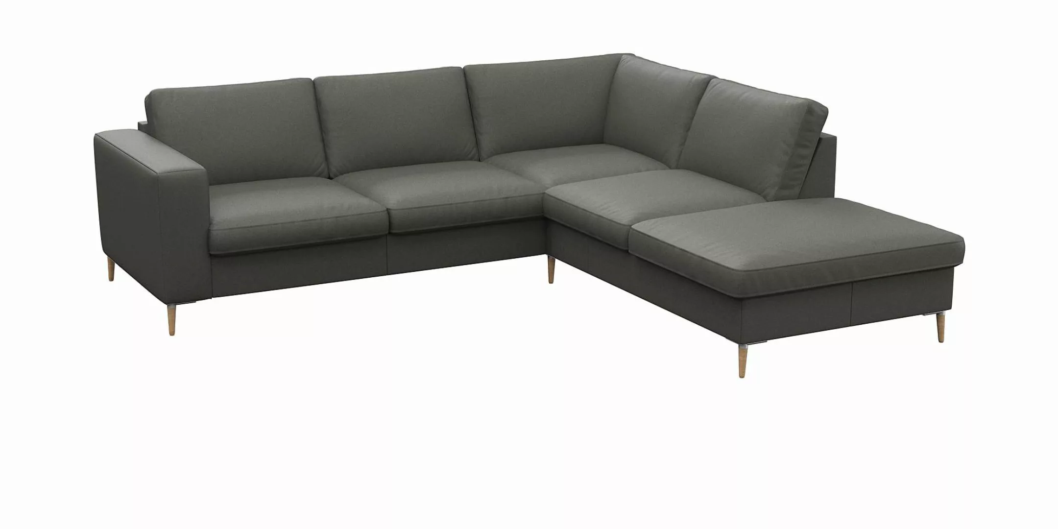 FLEXLUX Ecksofa »Fiore, L-Form«, breite Armlehnen, Füße Alu/Eiche, B/T 241/ günstig online kaufen