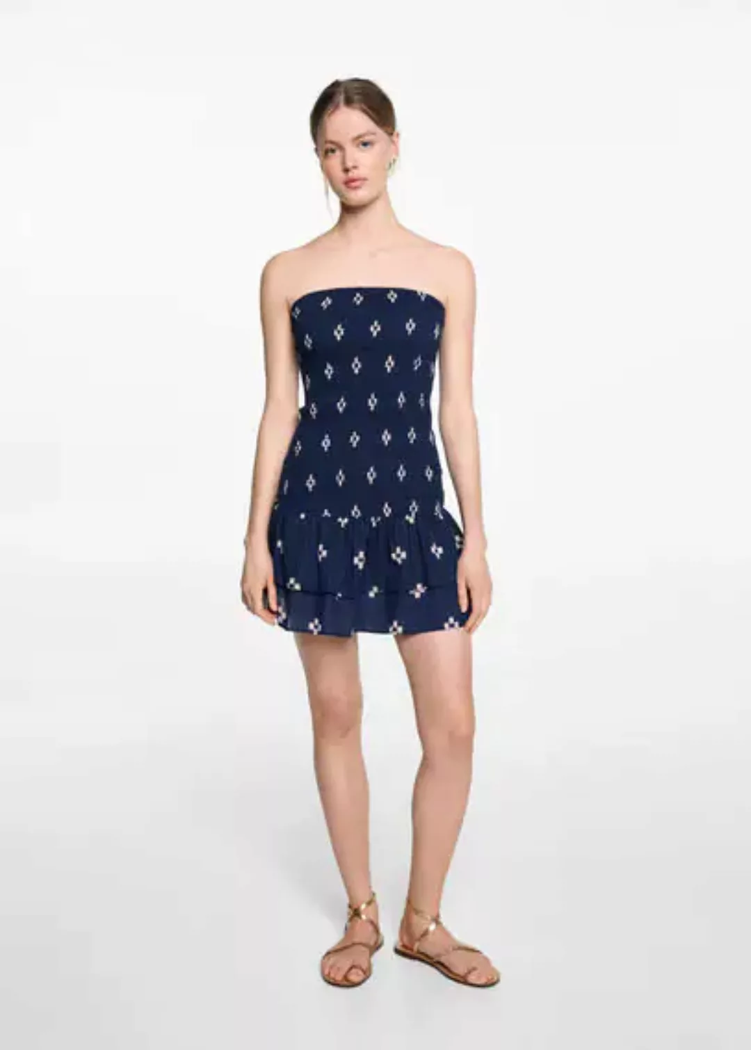 Gerafftes Kleid mit Rüschen günstig online kaufen