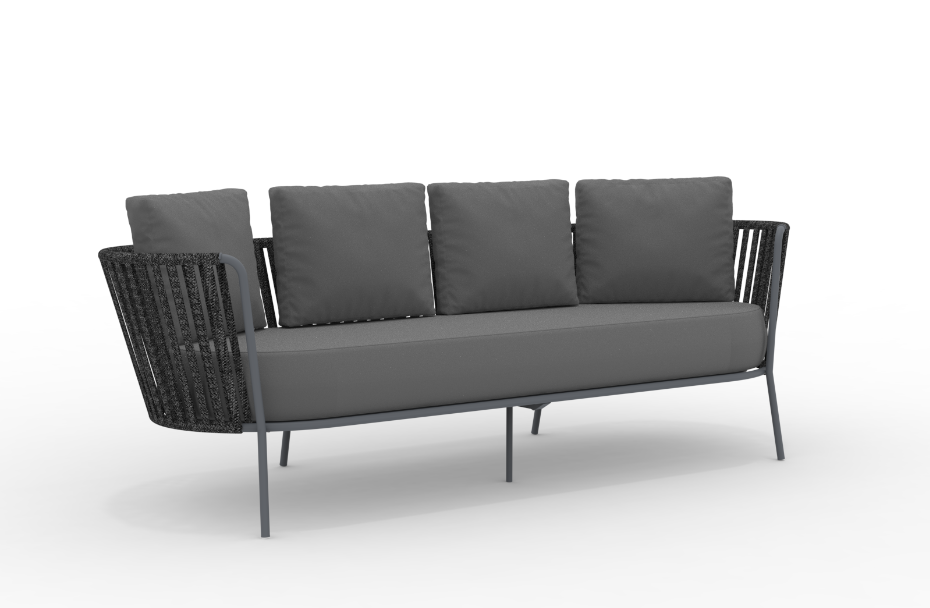 3-Sitzer Sofa Daisy Rope - wasserbeständig dunkelgrau, anthrazit günstig online kaufen