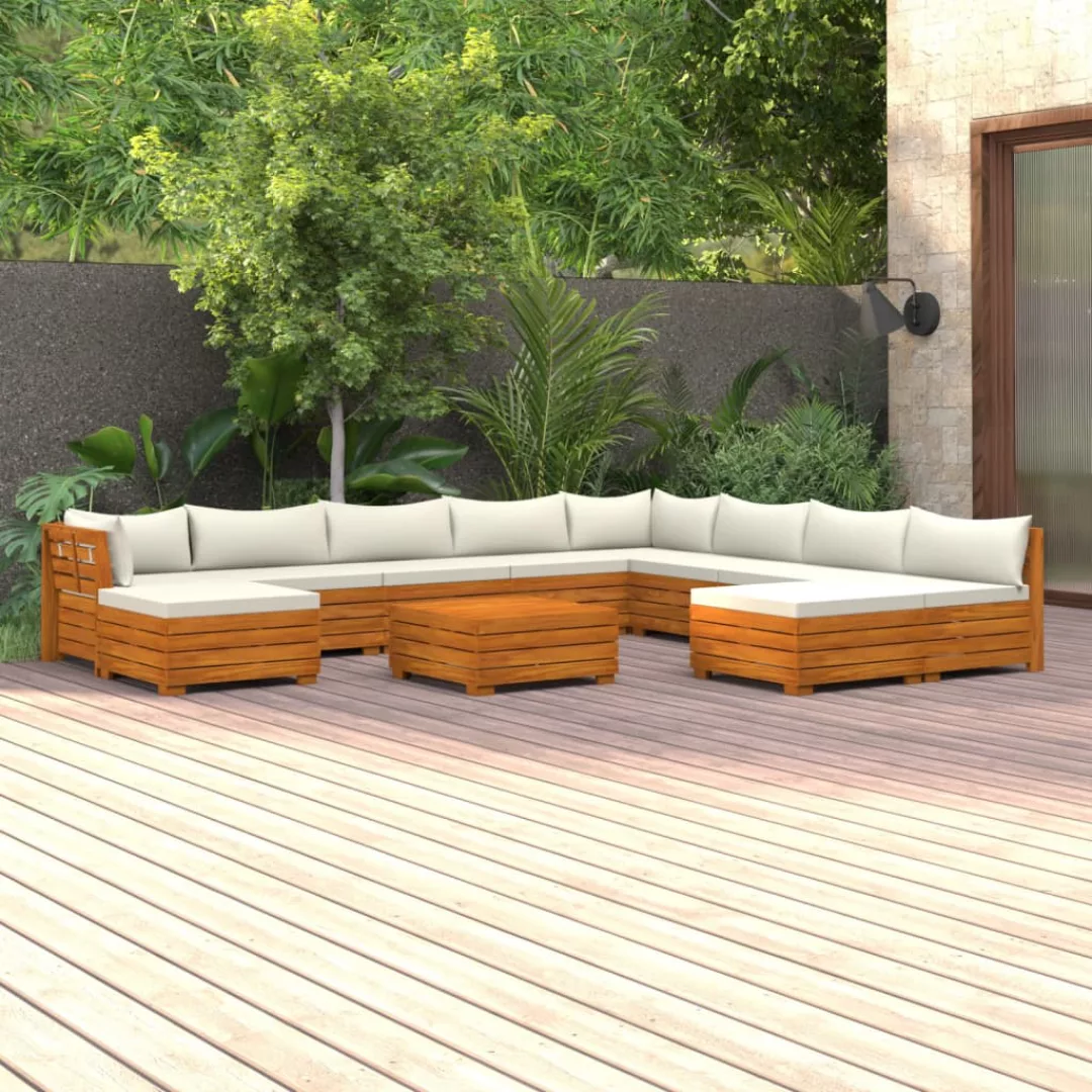11-tlg. Garten-lounge-set Mit Kissen Massivholz Akazie günstig online kaufen