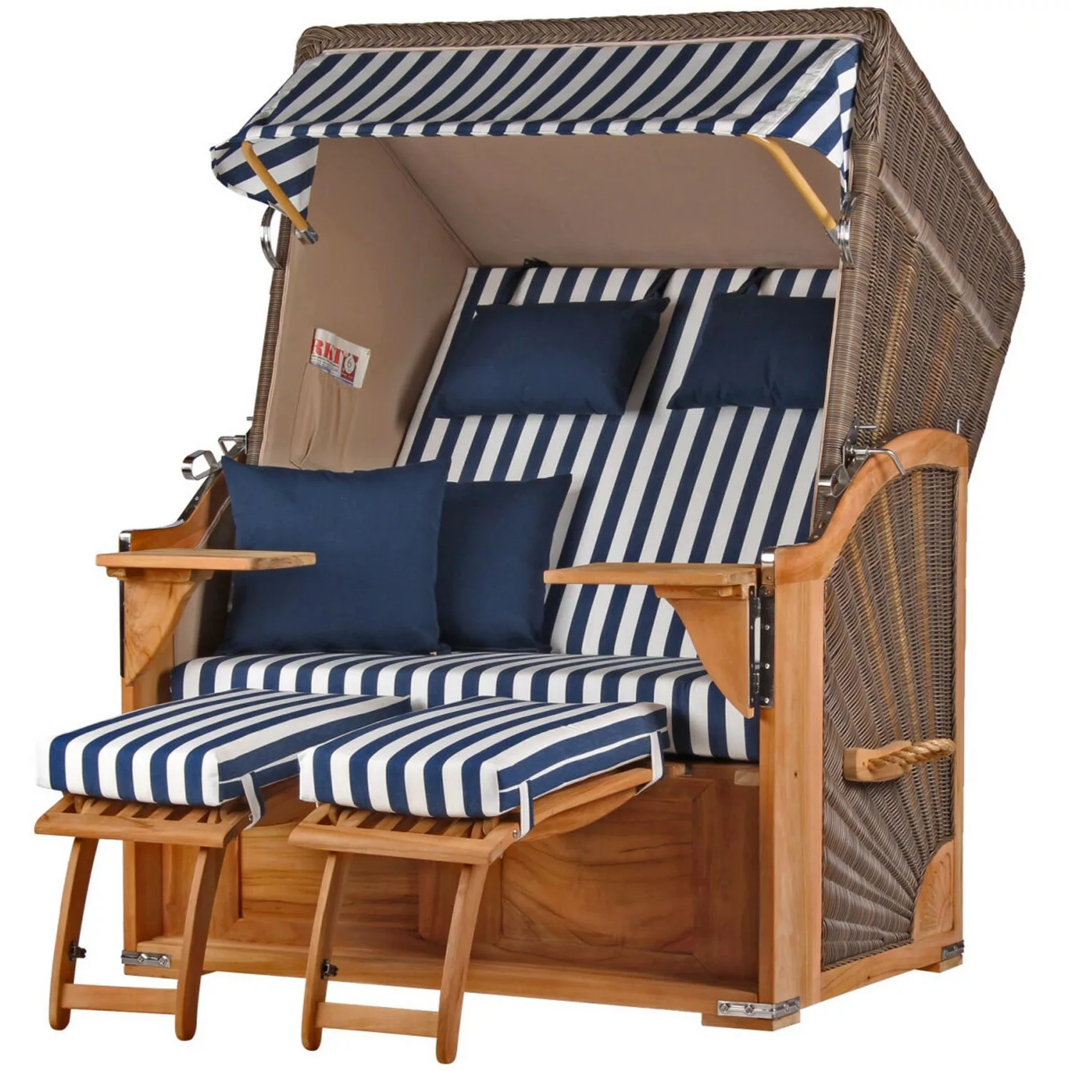 bene living Strandkorb Komplettset Schaalsee Teak PE grau Modell 518 günstig online kaufen