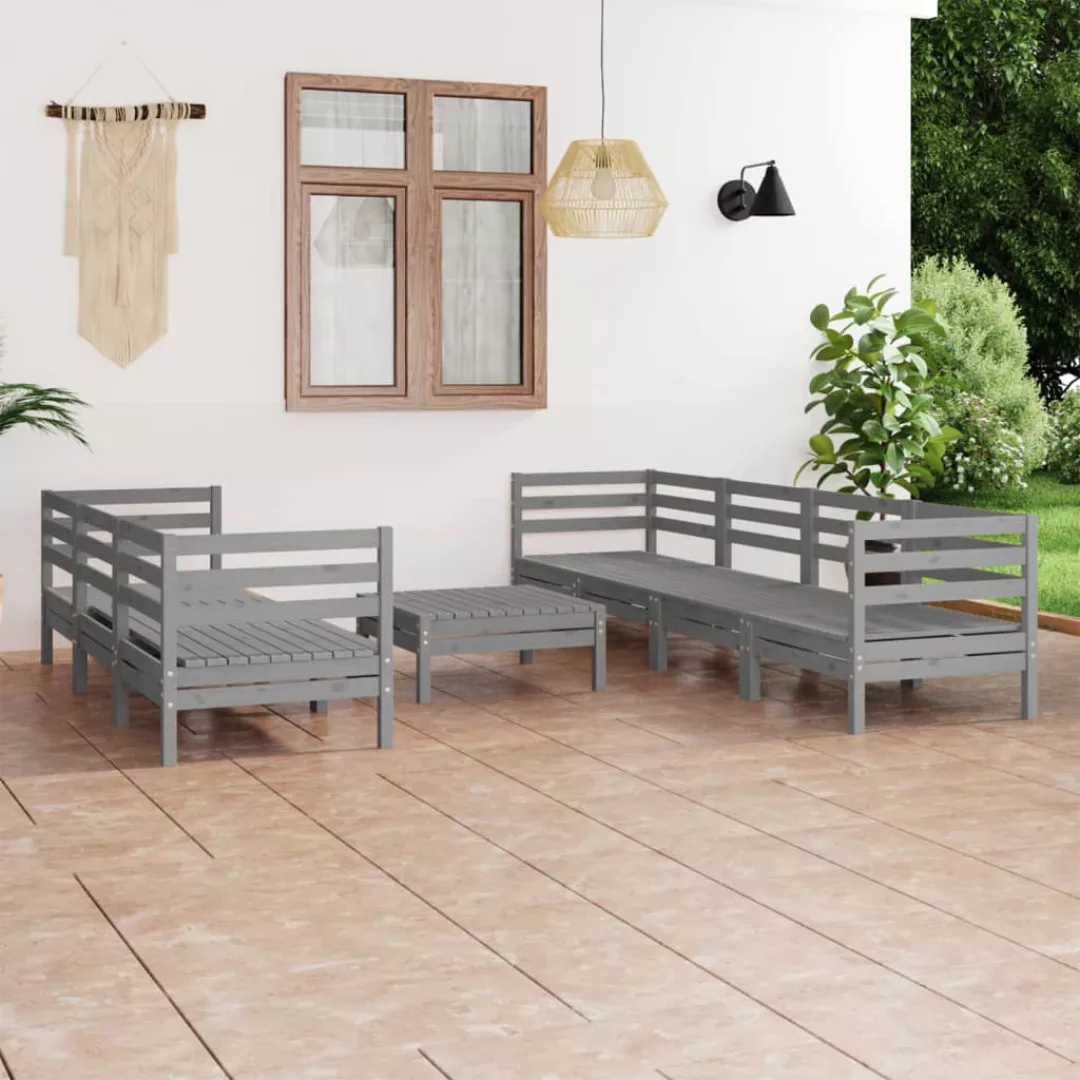 8-tlg. Garten-lounge-set Grau Kiefer Massivholz günstig online kaufen