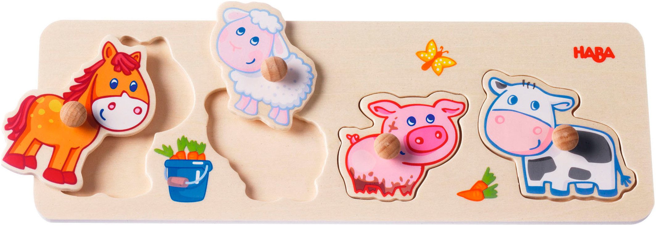 Haba Steckpuzzle Bauernhof-Tierkinder, 4 Puzzleteile günstig online kaufen