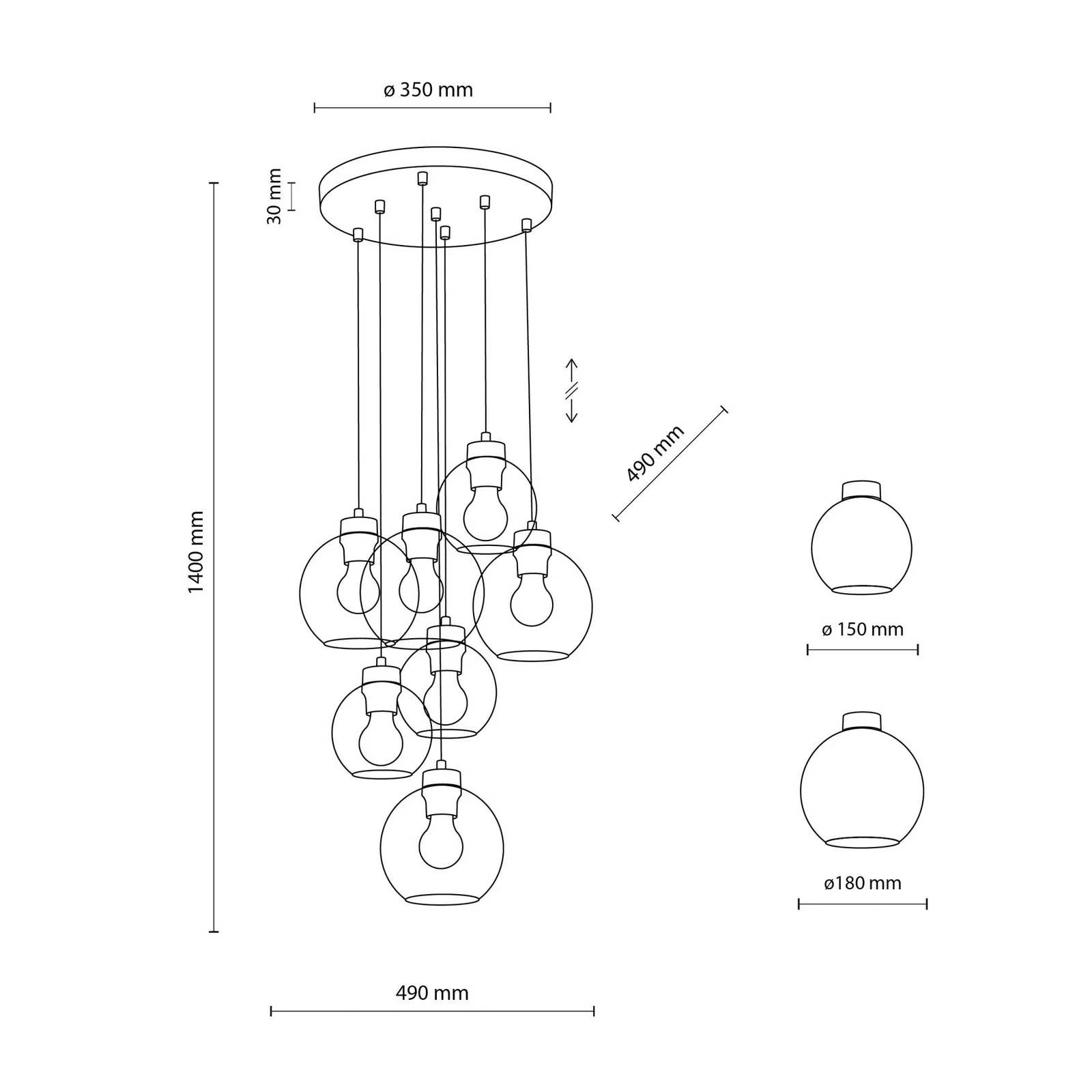 Hängelampe Cubus Mix, Ø 49 cm, 7-flg., mehrfarbig, Glas, E27 günstig online kaufen