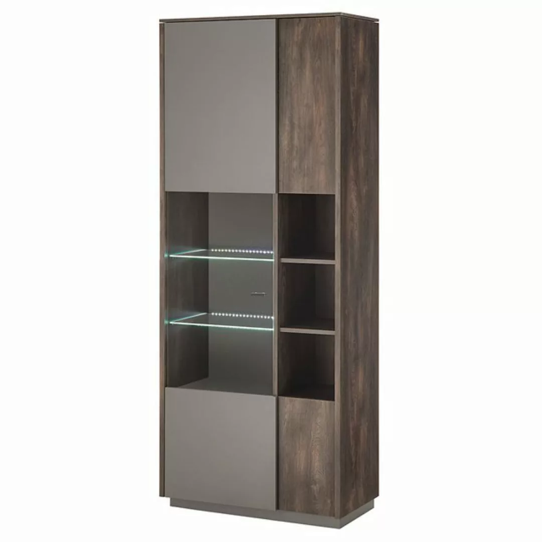 Lomadox Vitrine LAFAYETE-61 80cm breit, in Eiche mit anthrazit günstig online kaufen