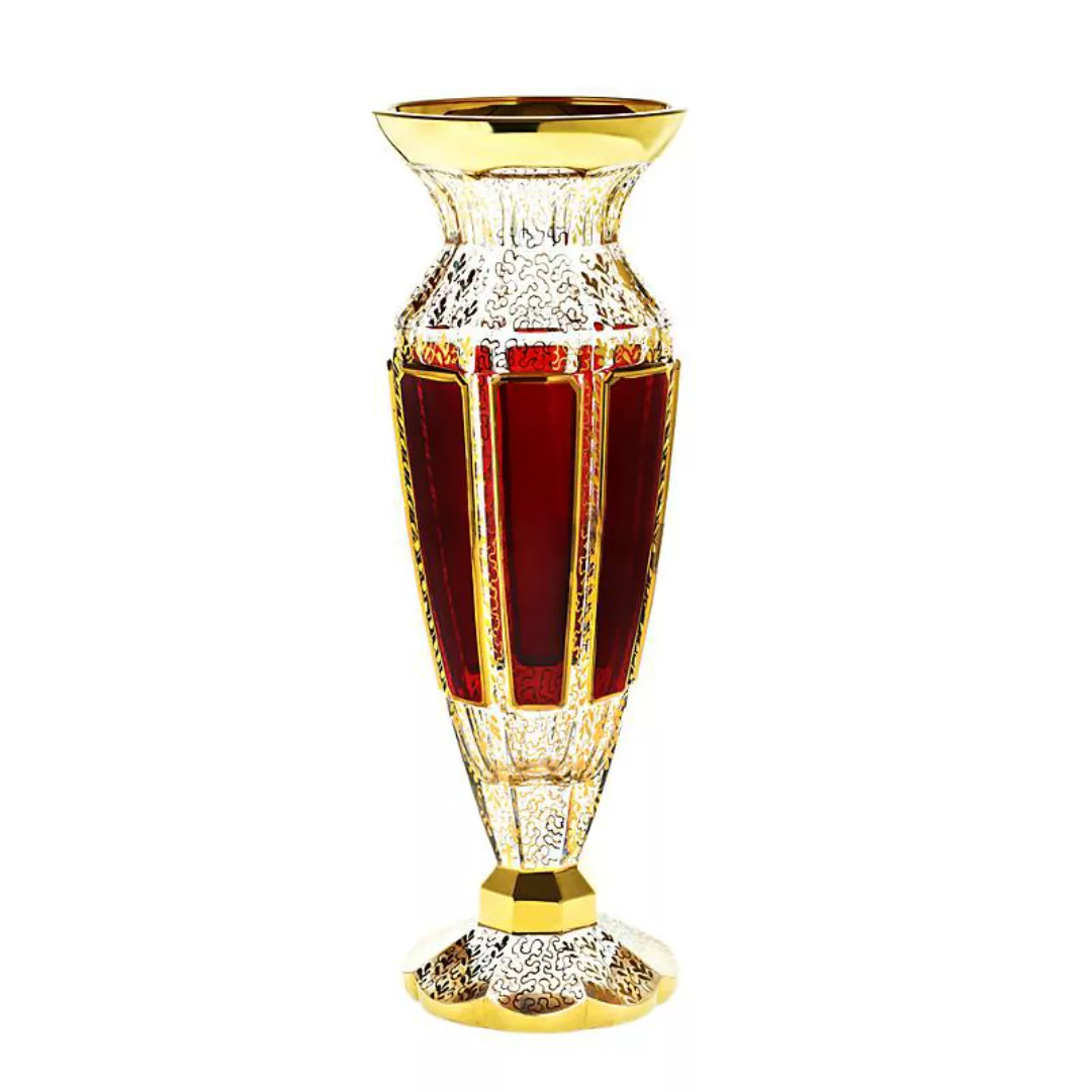 Vase Red Queen 27 cm, Rot/Gold, aus Glas günstig online kaufen