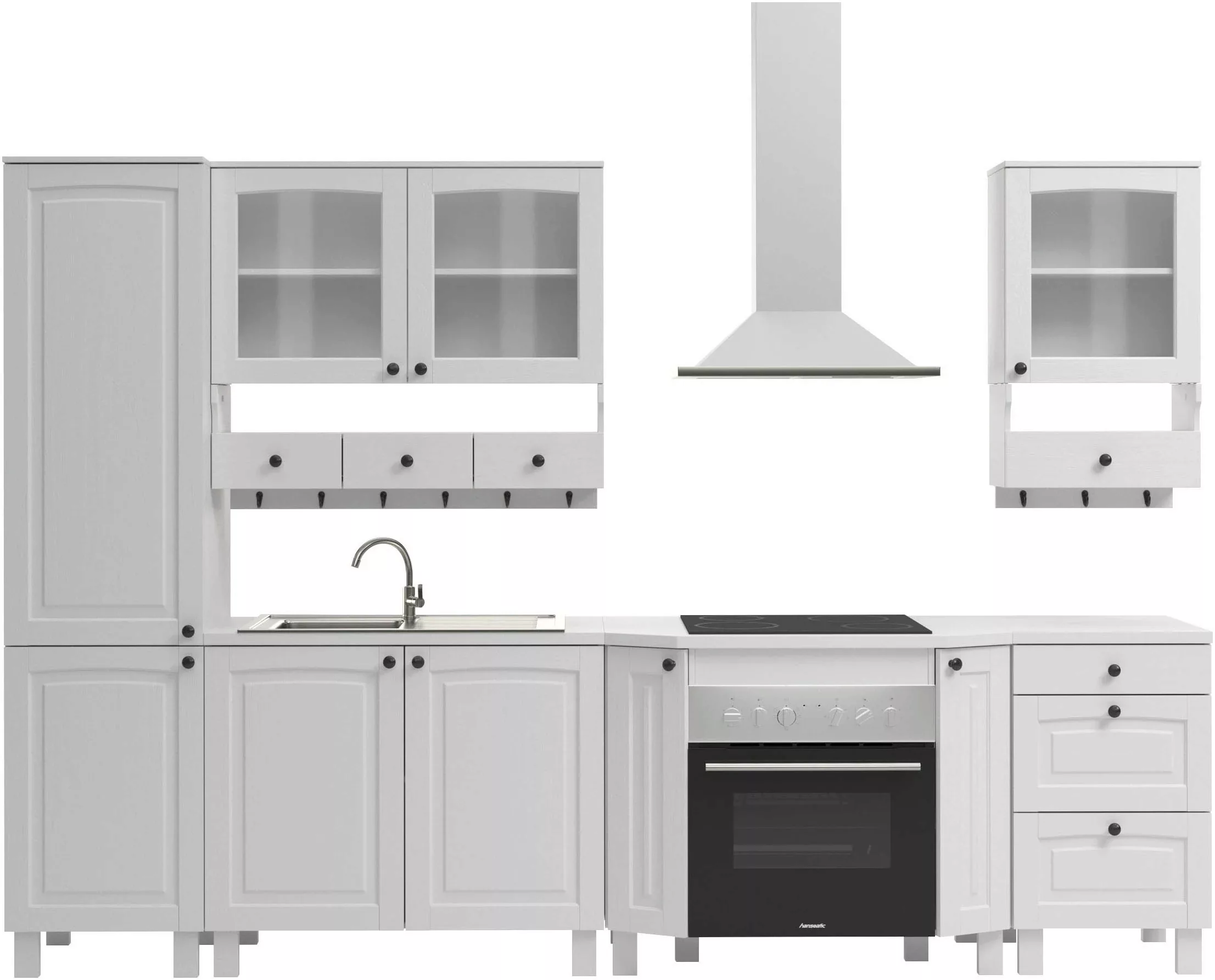 Kochstation Küchenzeile "KS-Osby", Kiefer massiv, Breite 296 cm, ohne E-Ger günstig online kaufen